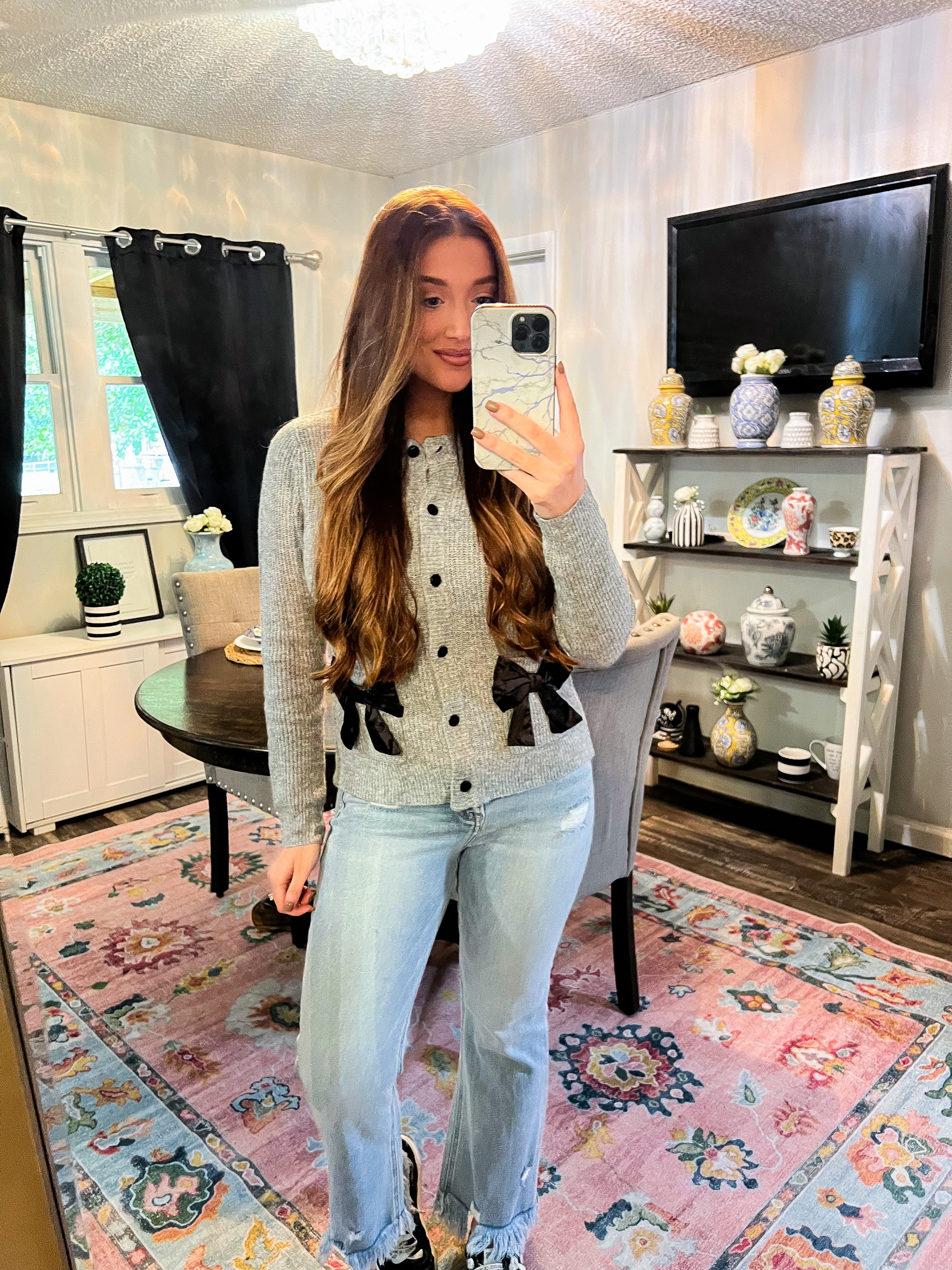 Amanda Grey Bow Cardigan