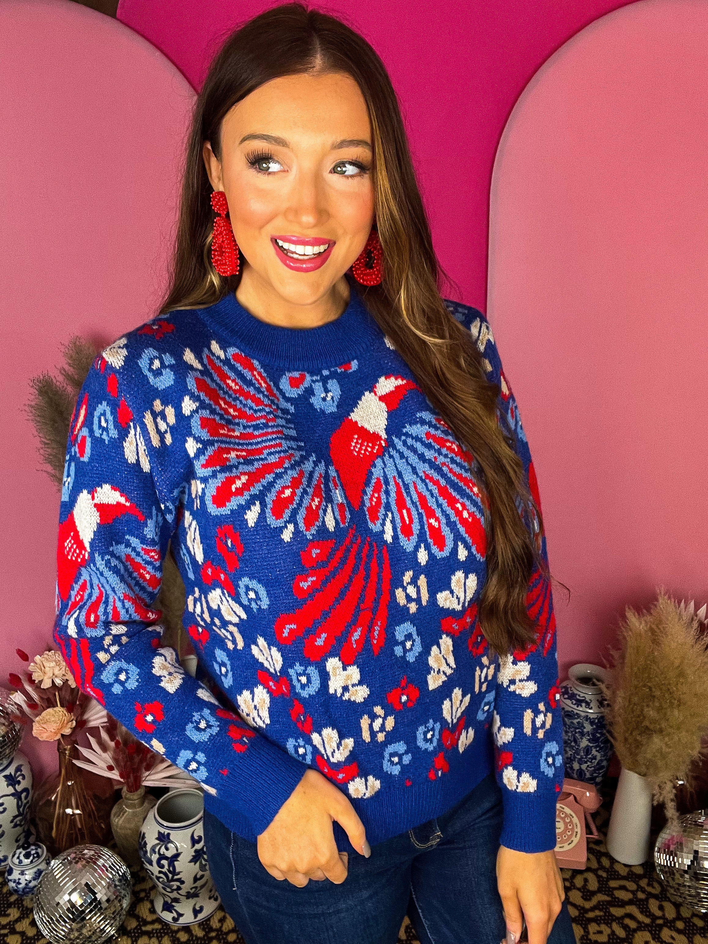 Trisha Royal Print Sweater