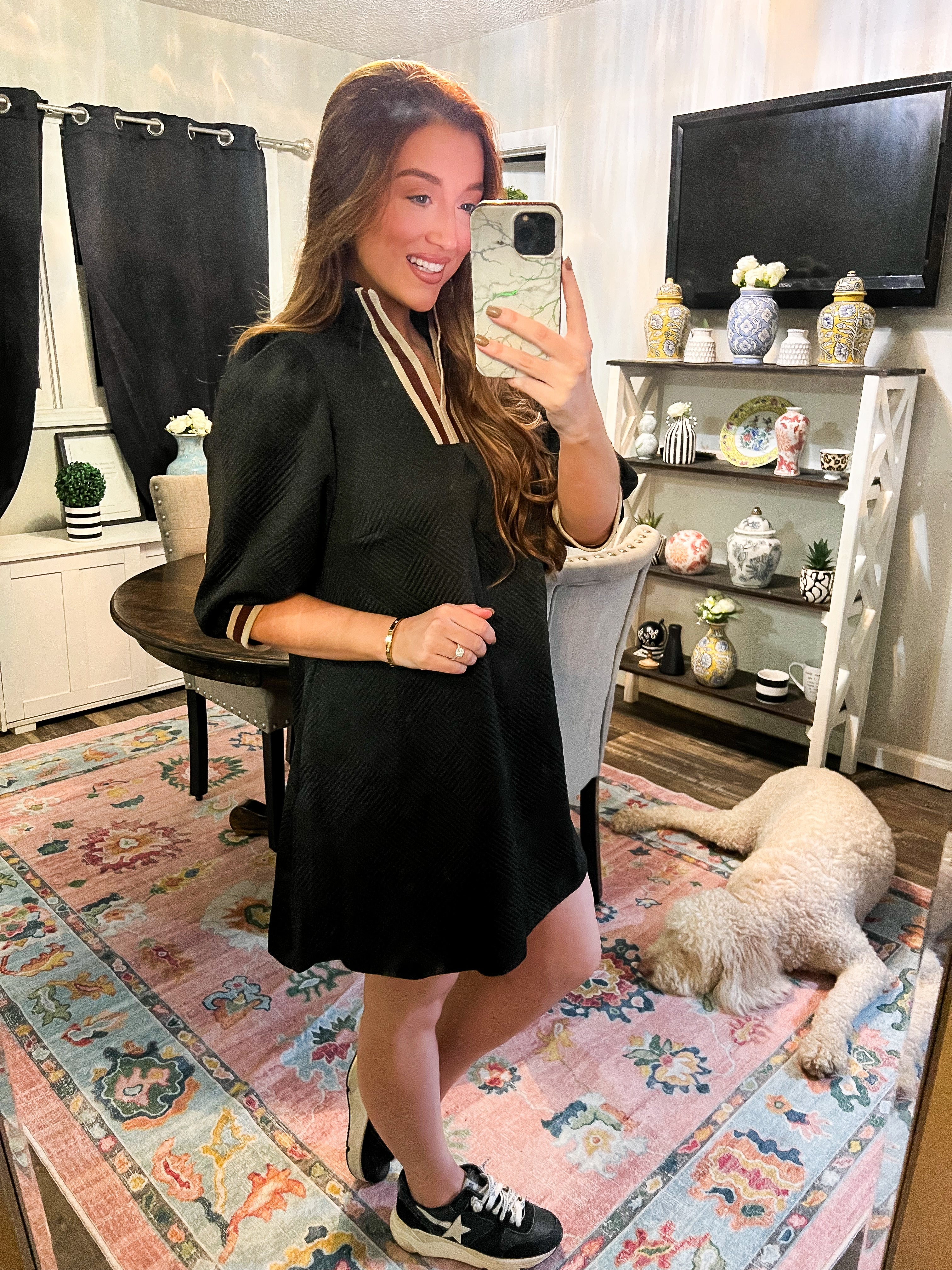 Black Sporty Jacquard Dress