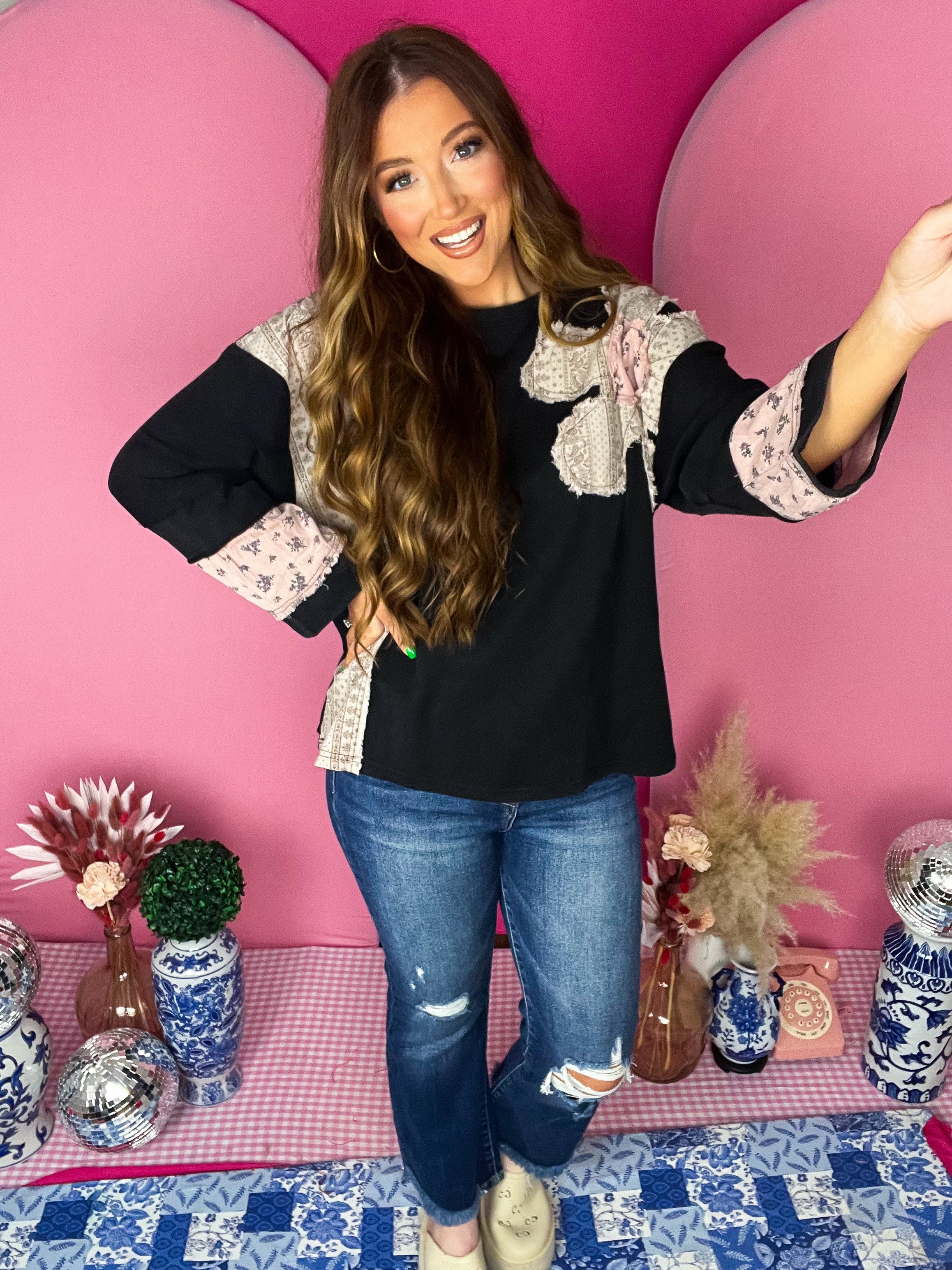 Ash French Terry Patchwork Pullover