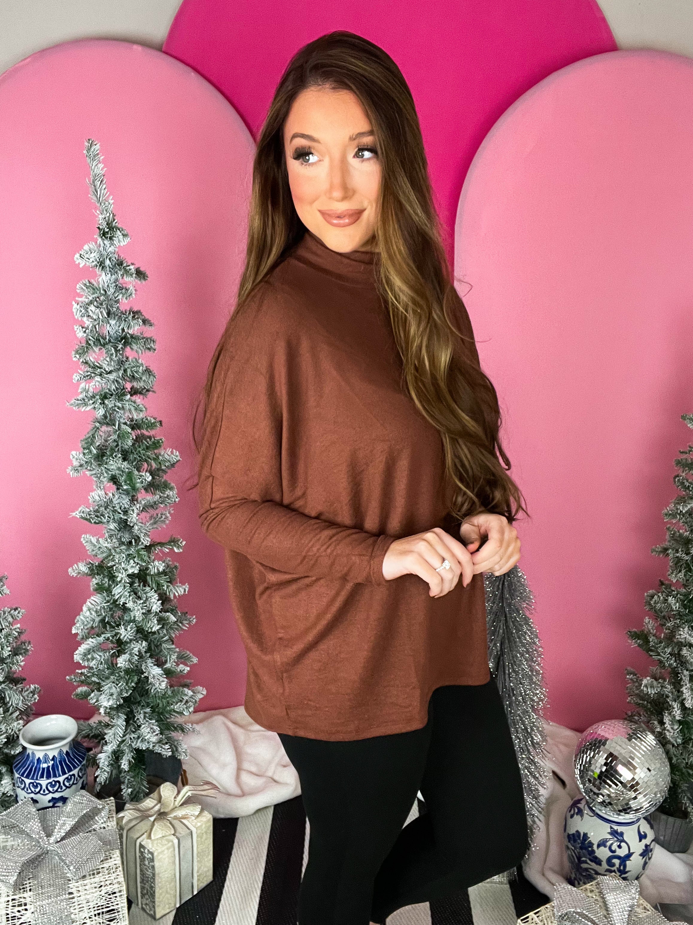 Chestnut Turtleneck Oversize Sweater