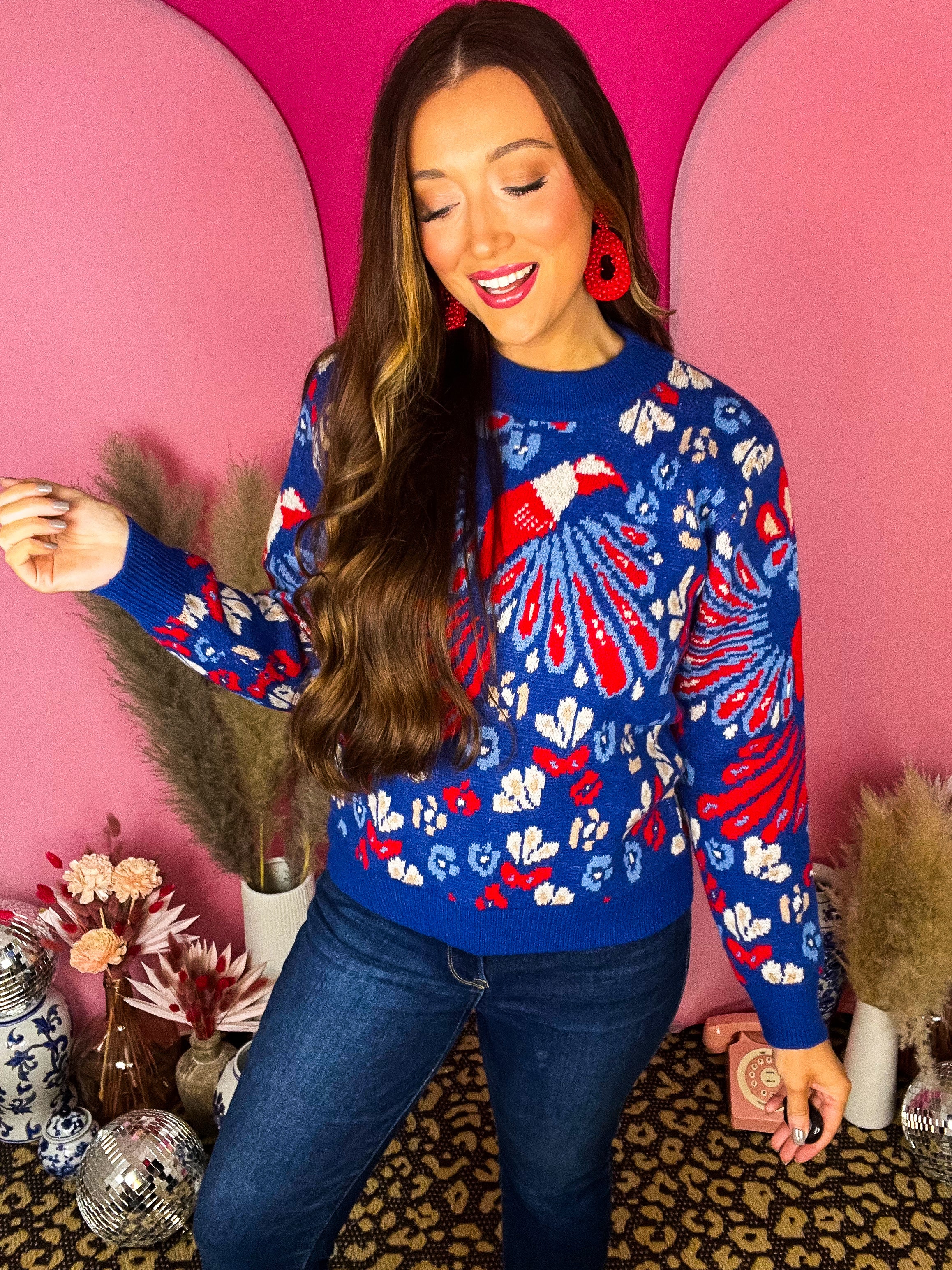 Trisha Royal Print Sweater