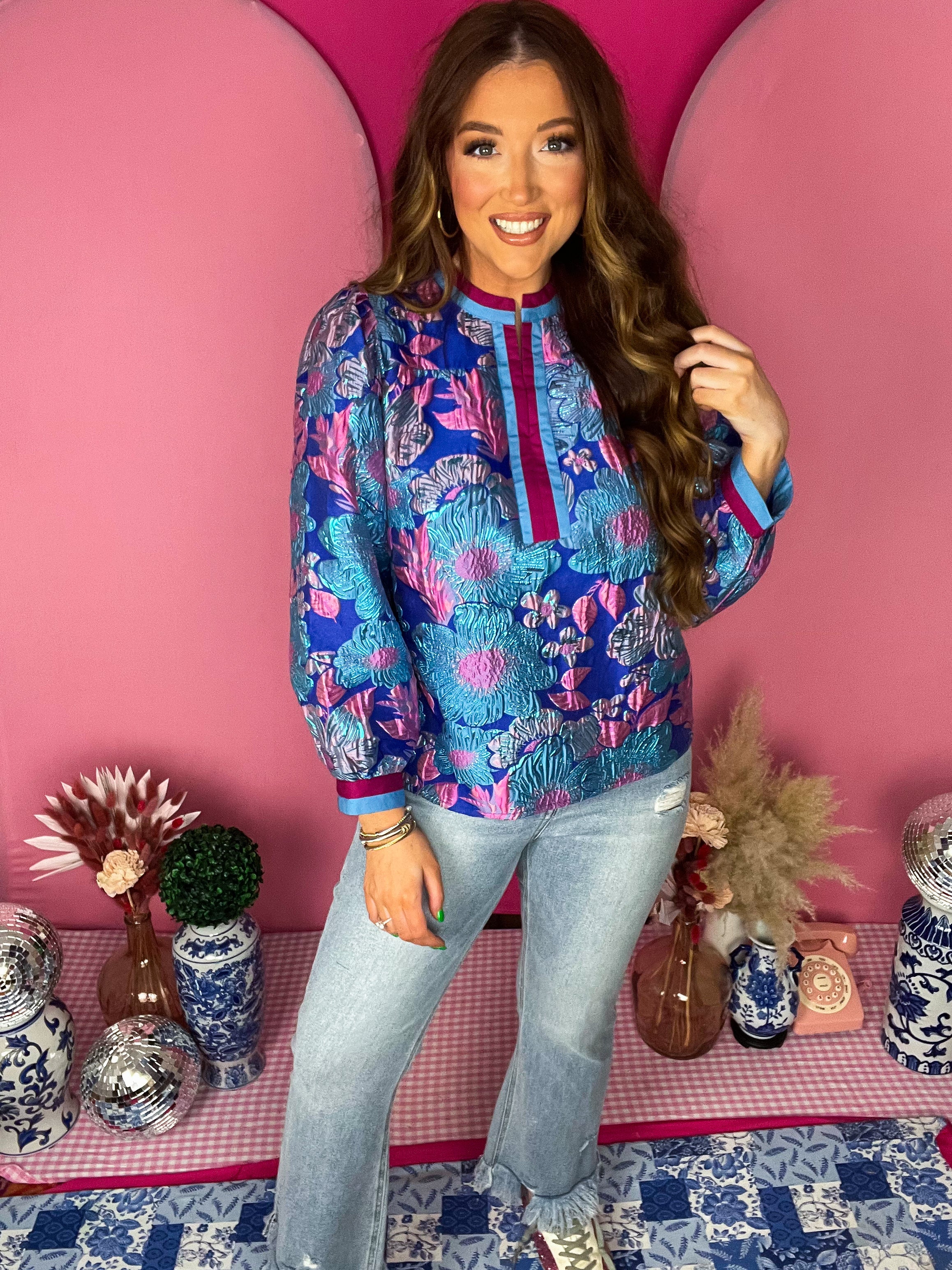 Chole Royal Jacquard Top