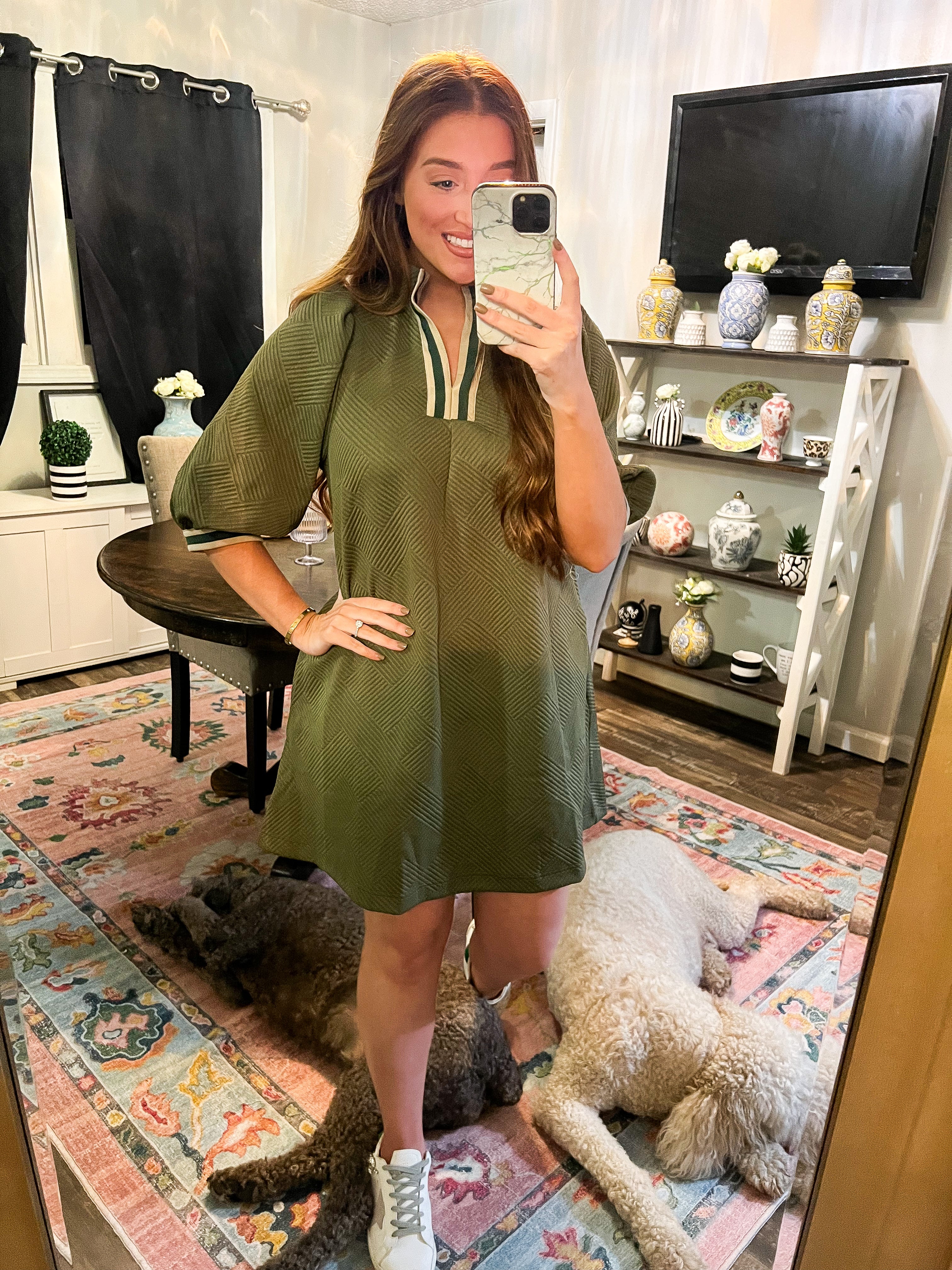 Olive Sporty Jacquard Dress