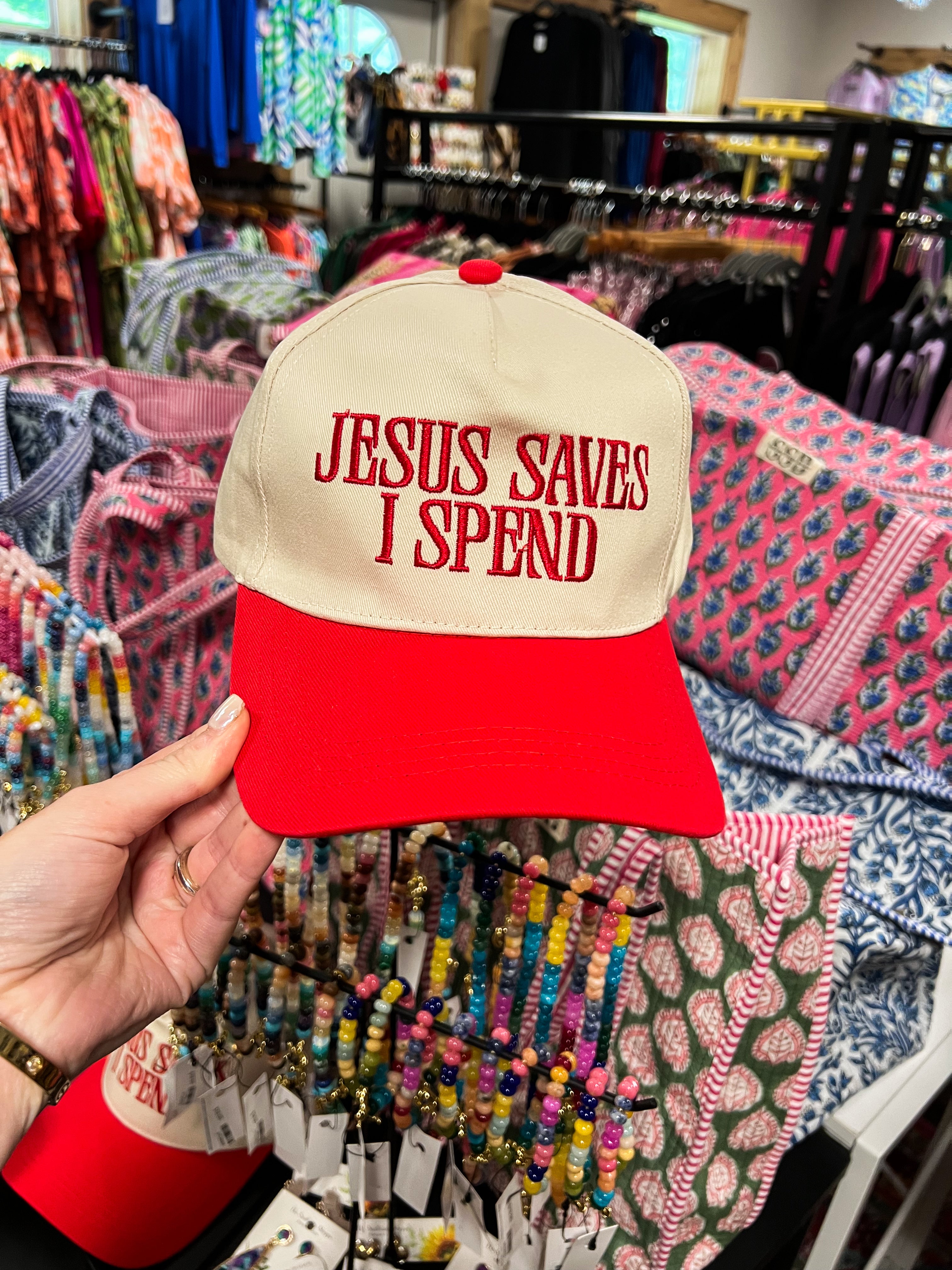 Red Jesus Saves Embroidered Hat