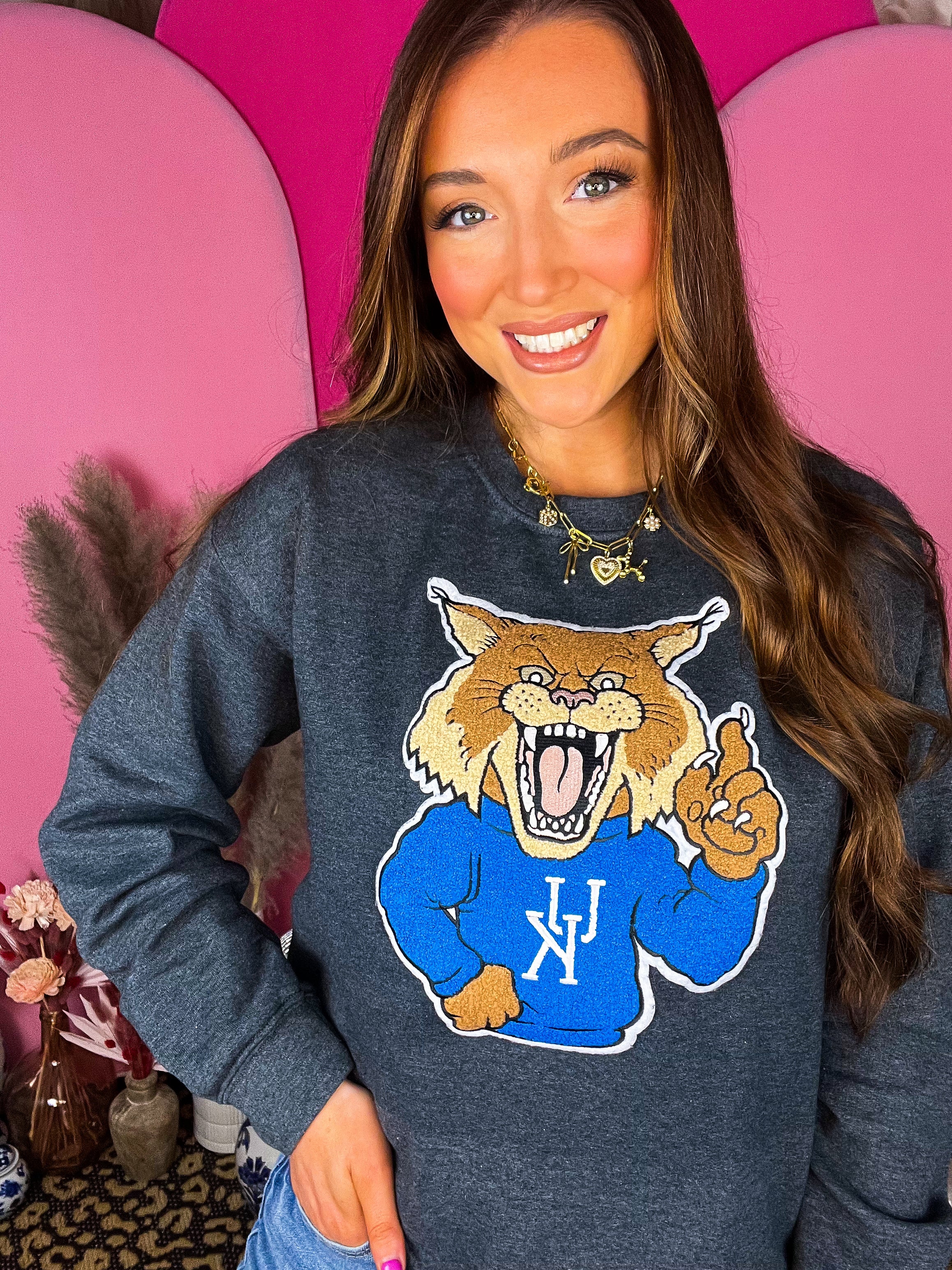 Vintage Wildcat Charcoal Patch Pullover