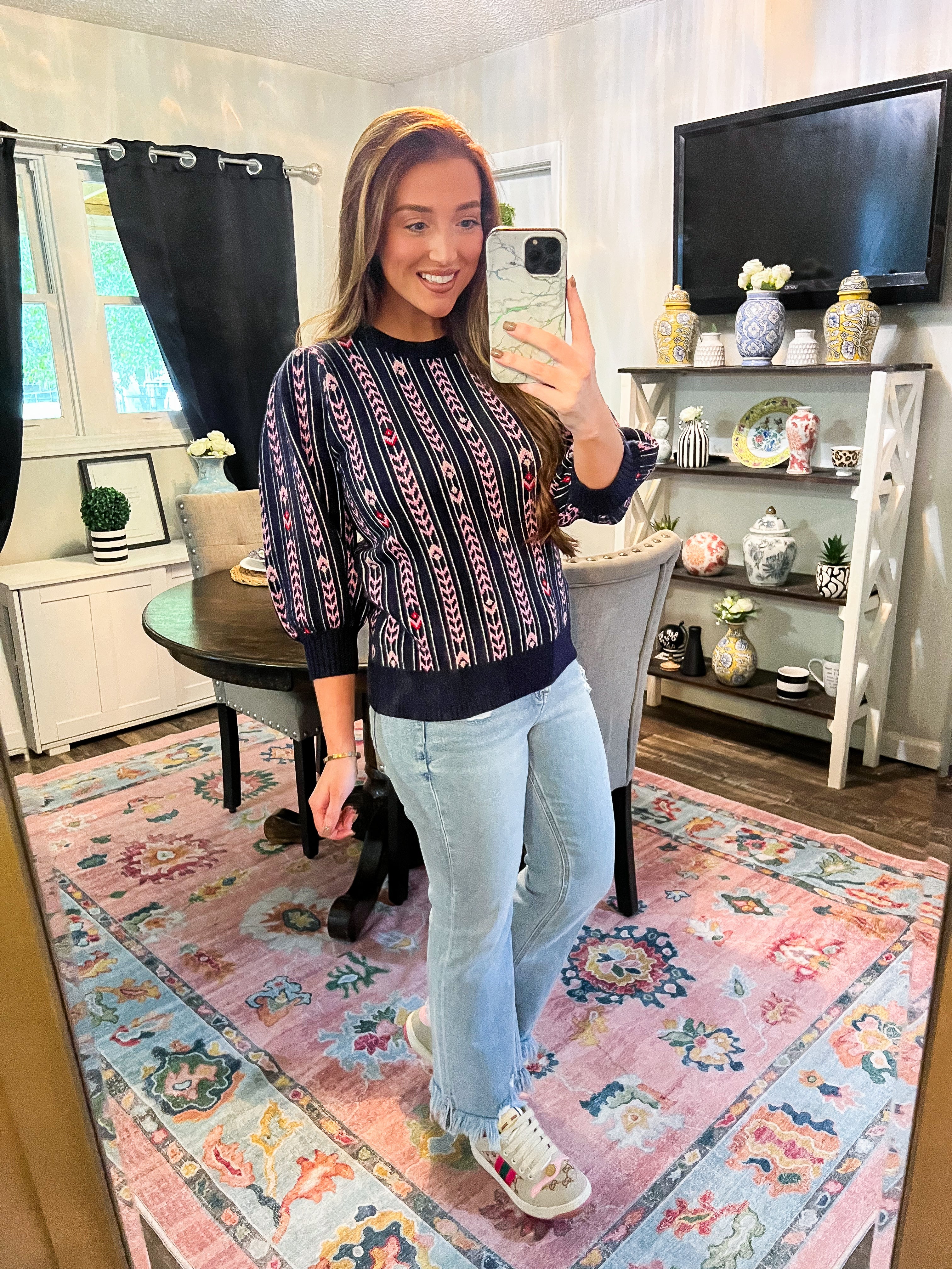 Midnight Floral Jacquard Sweater