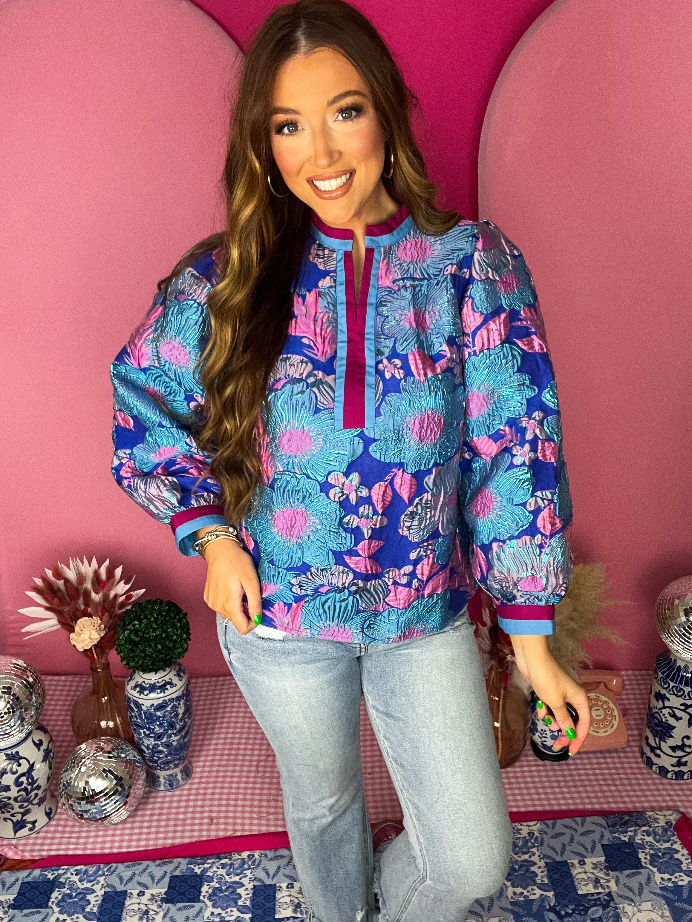 Chole Royal Jacquard Top