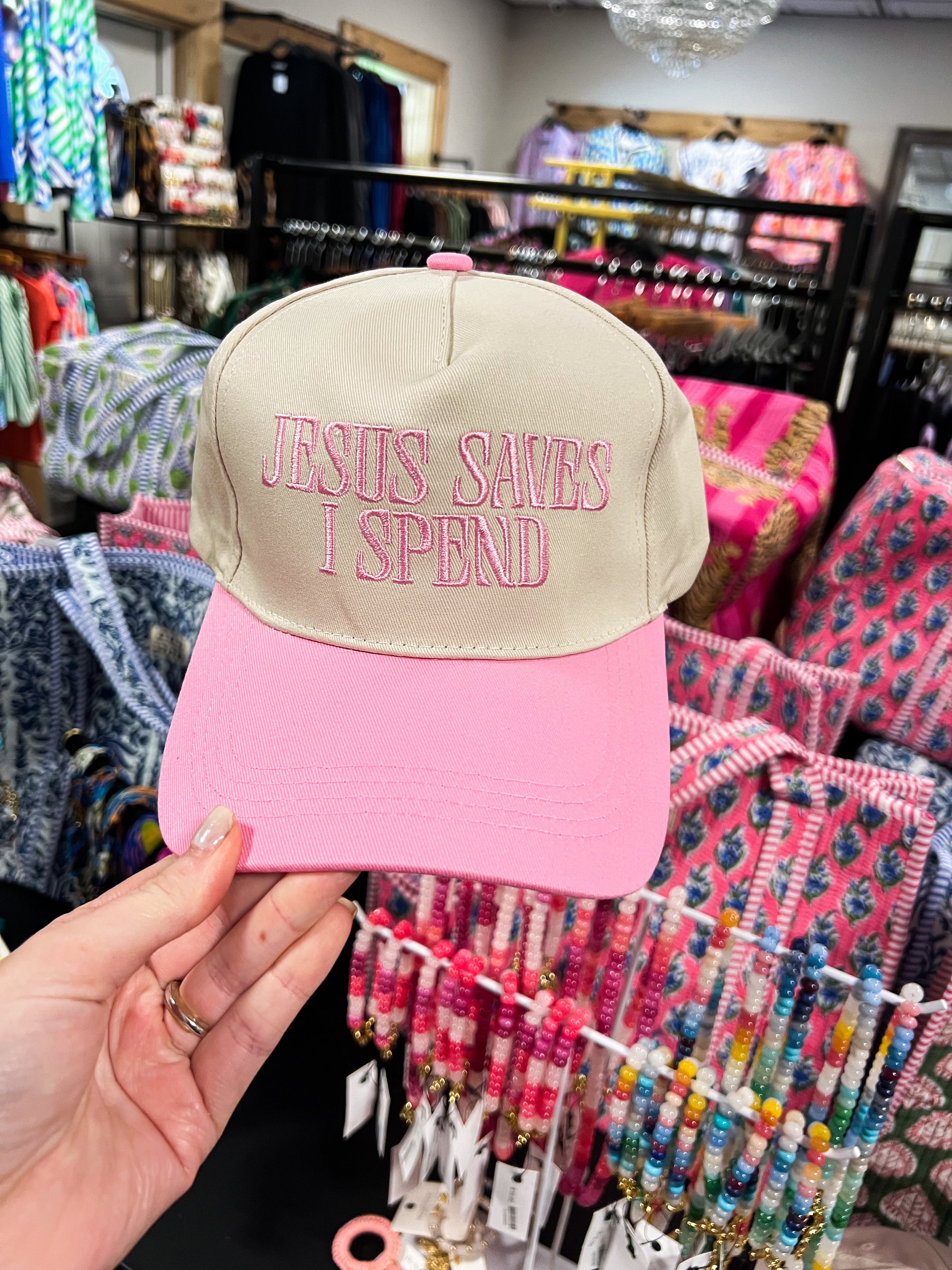 Pink Jesus Saves Embroidered Hat