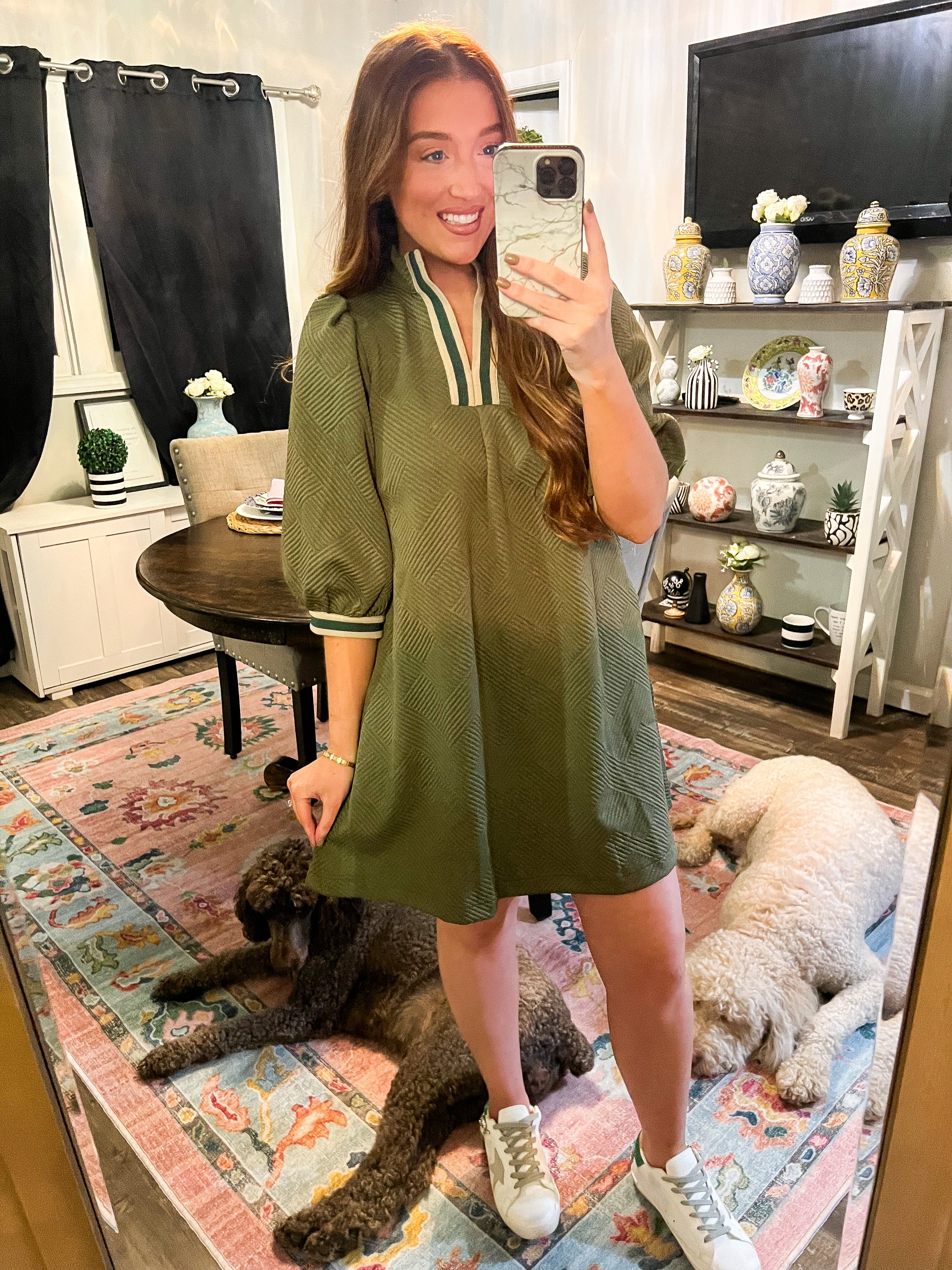 Olive Sporty Jacquard Dress