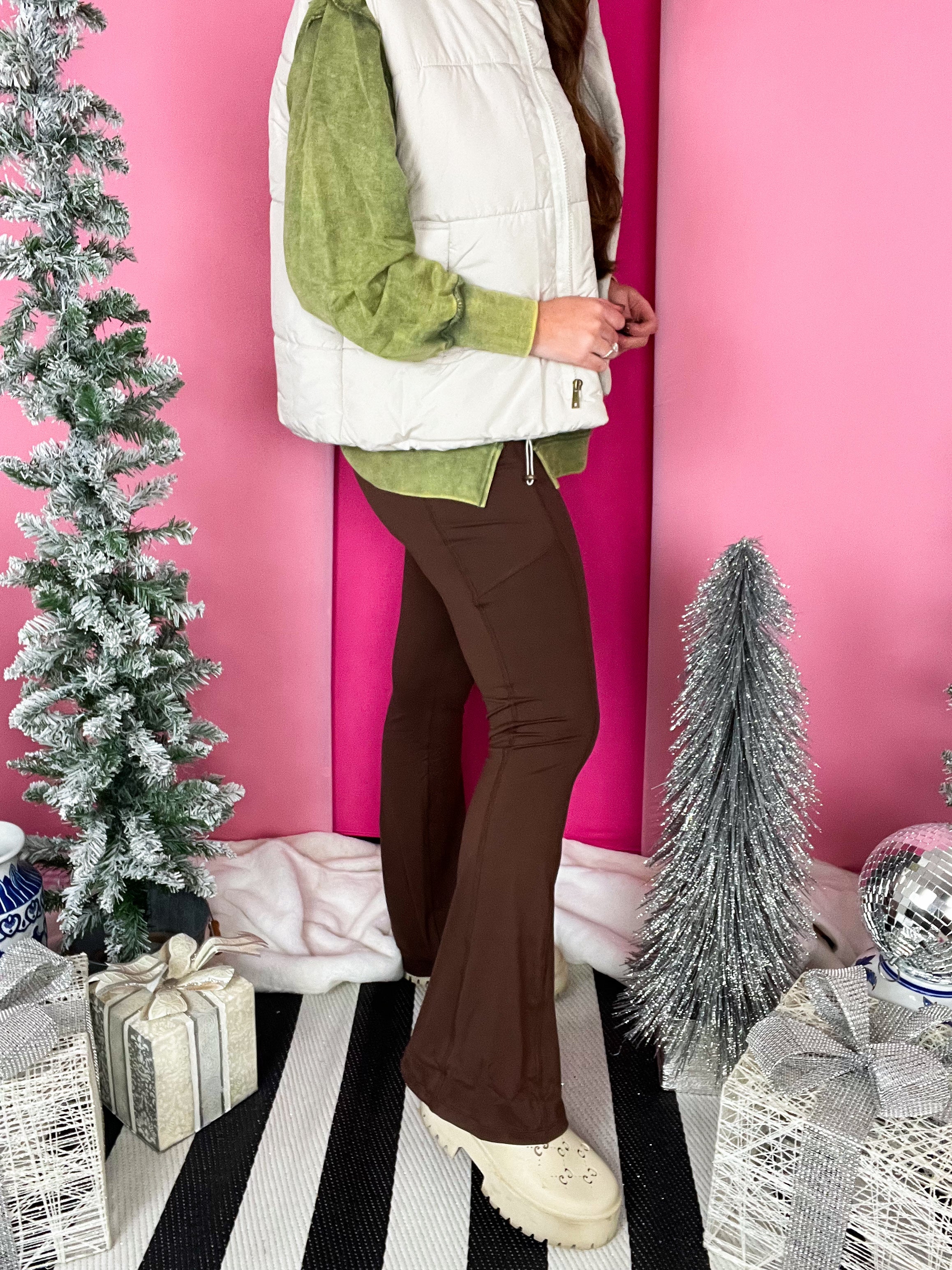 Flare Microfiber DB Brown Pant