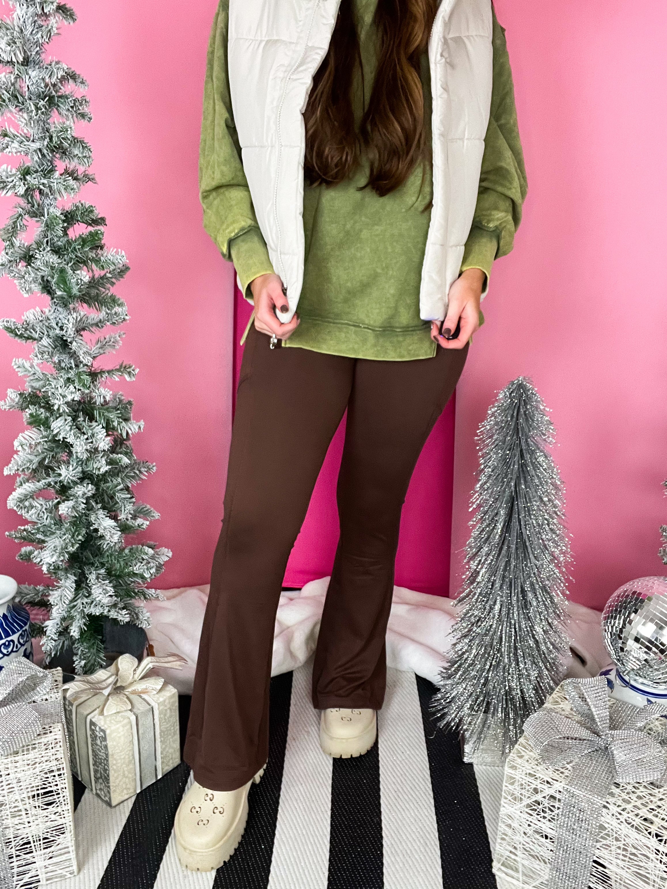 Flare Microfiber DB Brown Pant