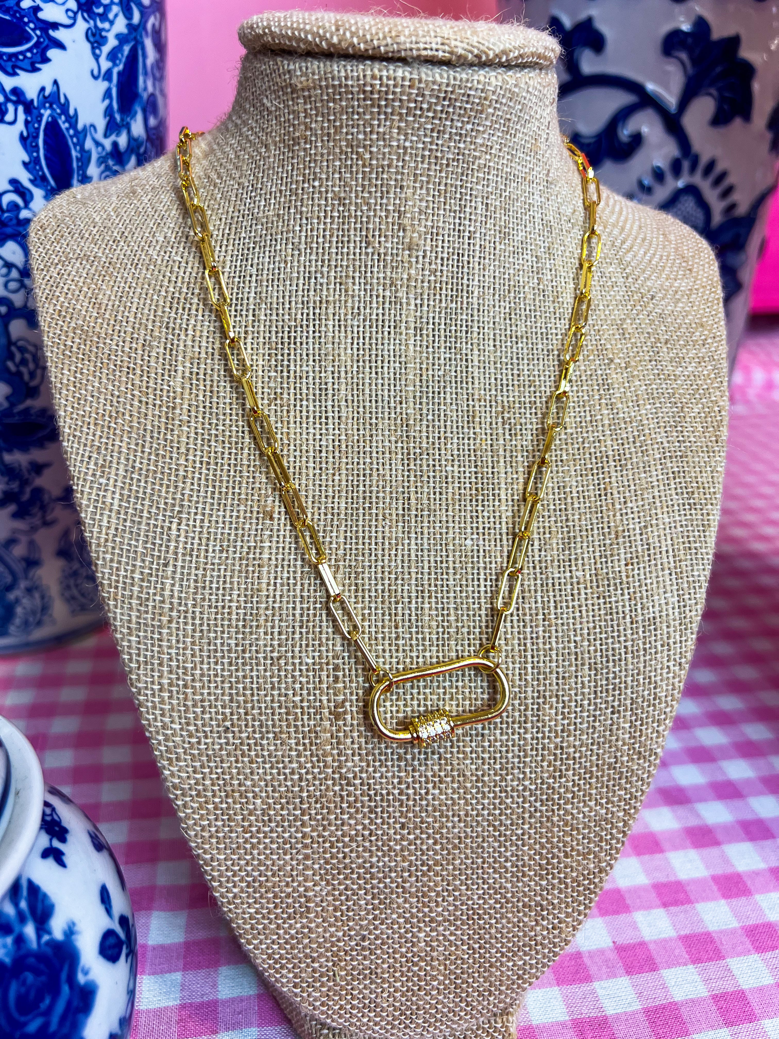 Dainty Paperclip Charm 18K Plated Necklace