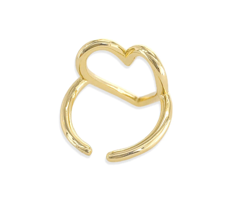 Adjustable 18K Gold Heart Ring