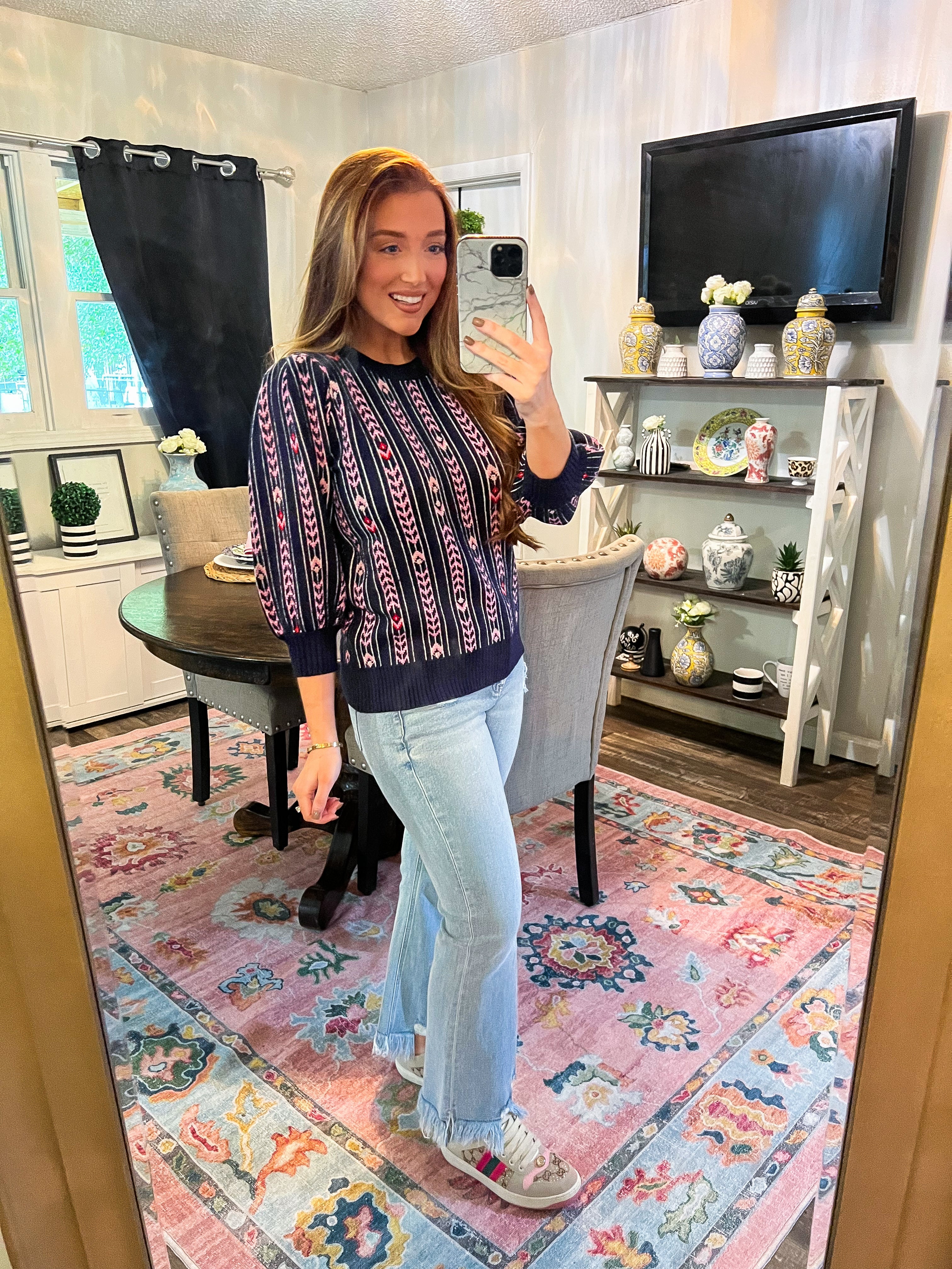 Midnight Floral Jacquard Sweater