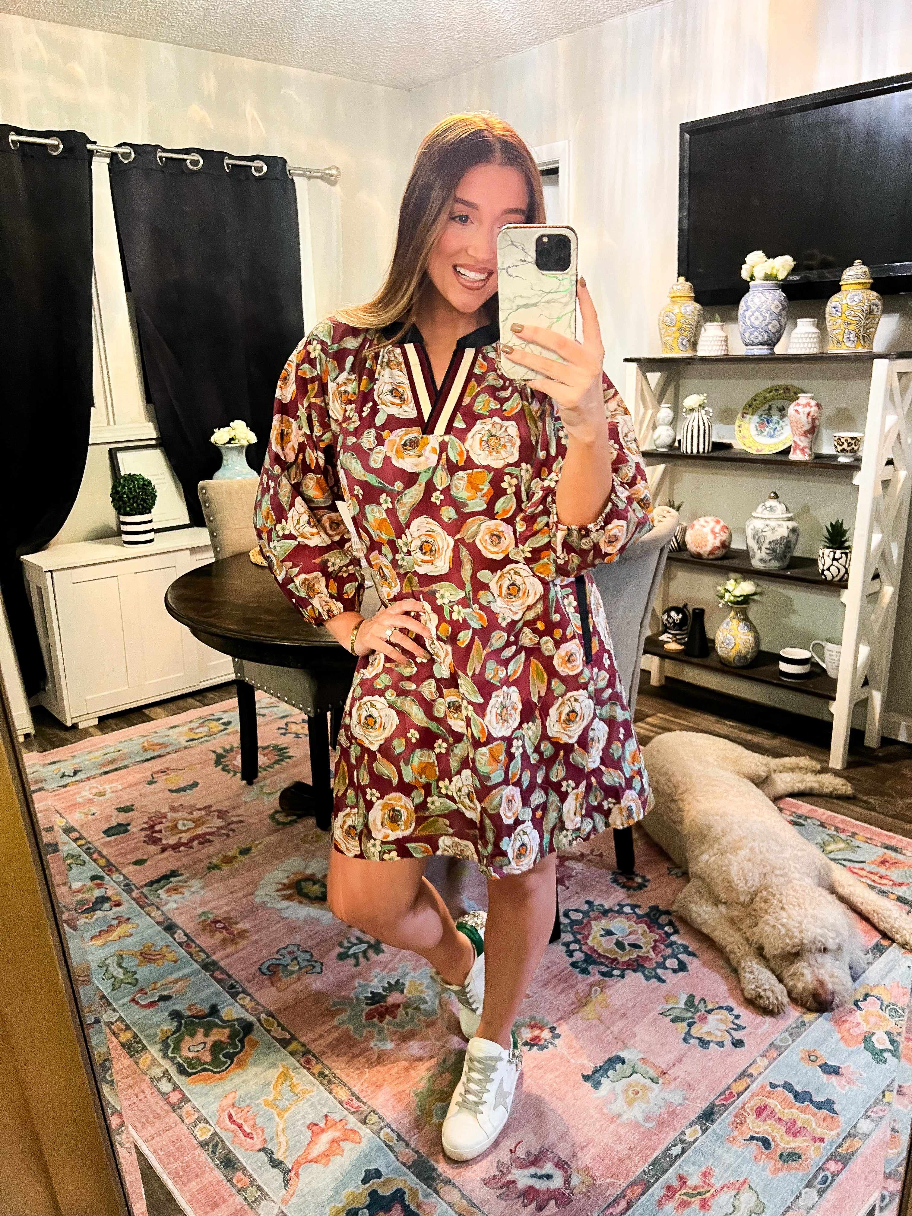 Lauren Burgundy Floral Dress
