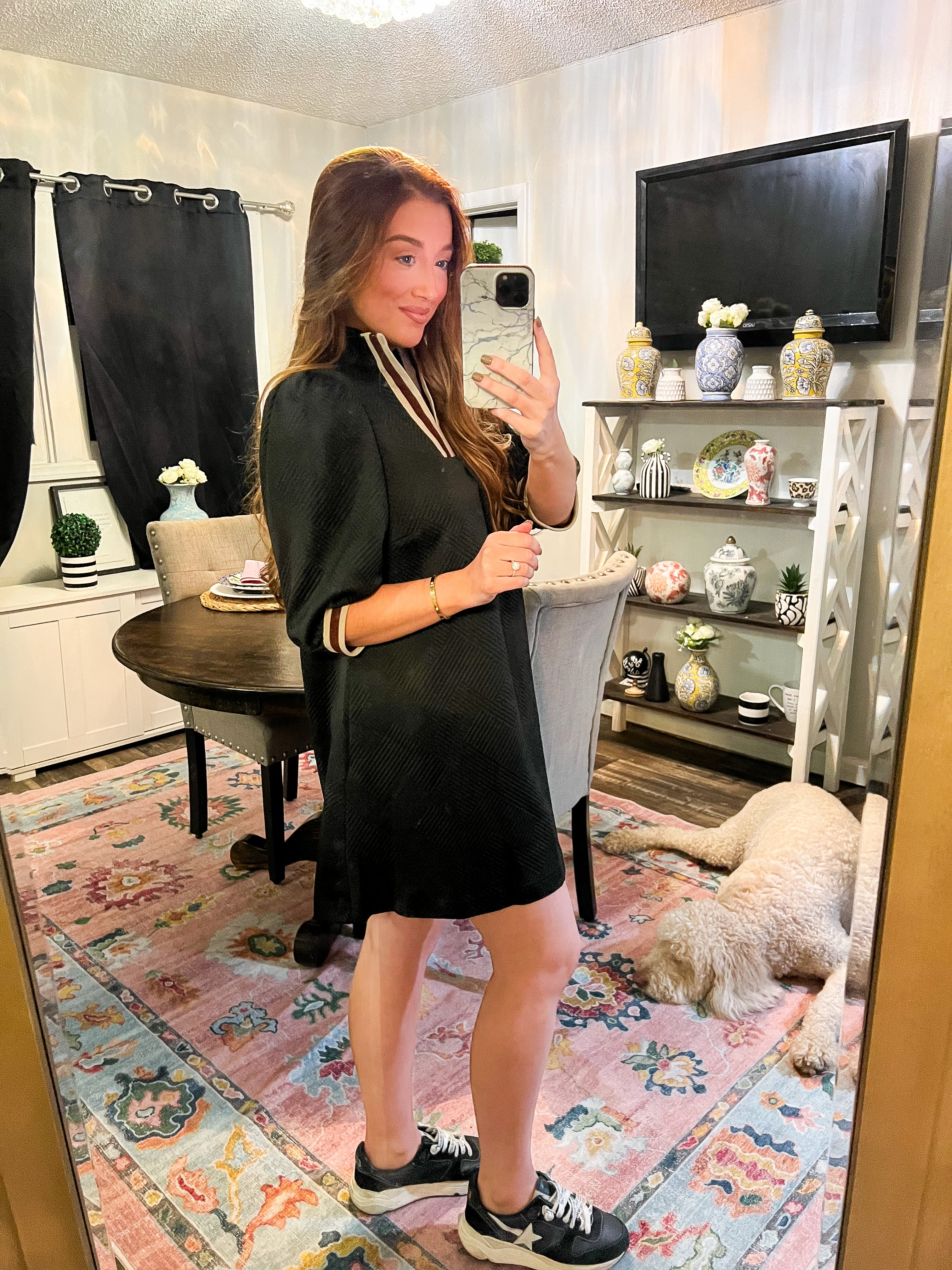 Black Sporty Jacquard Dress