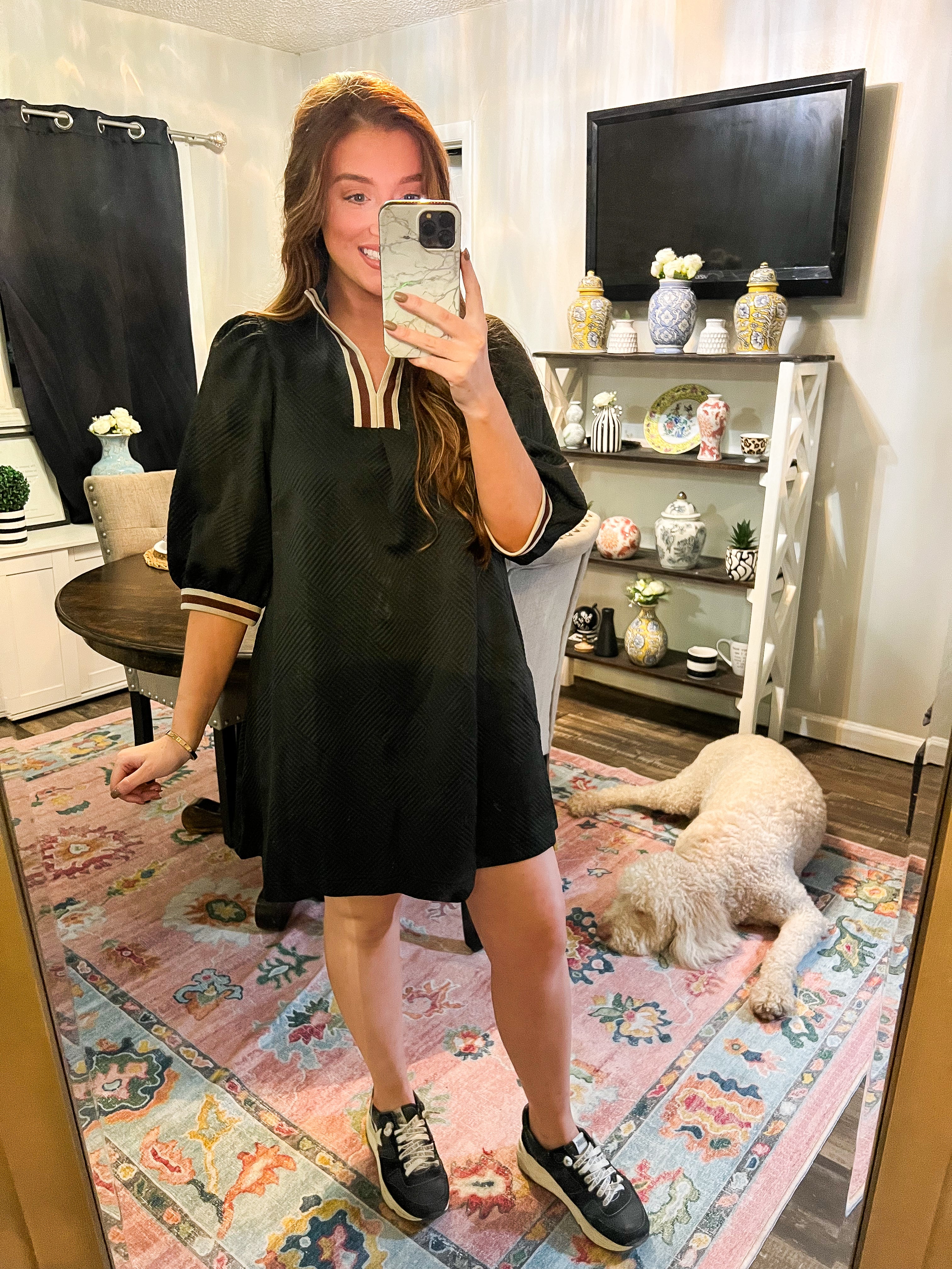 Black Sporty Jacquard Dress