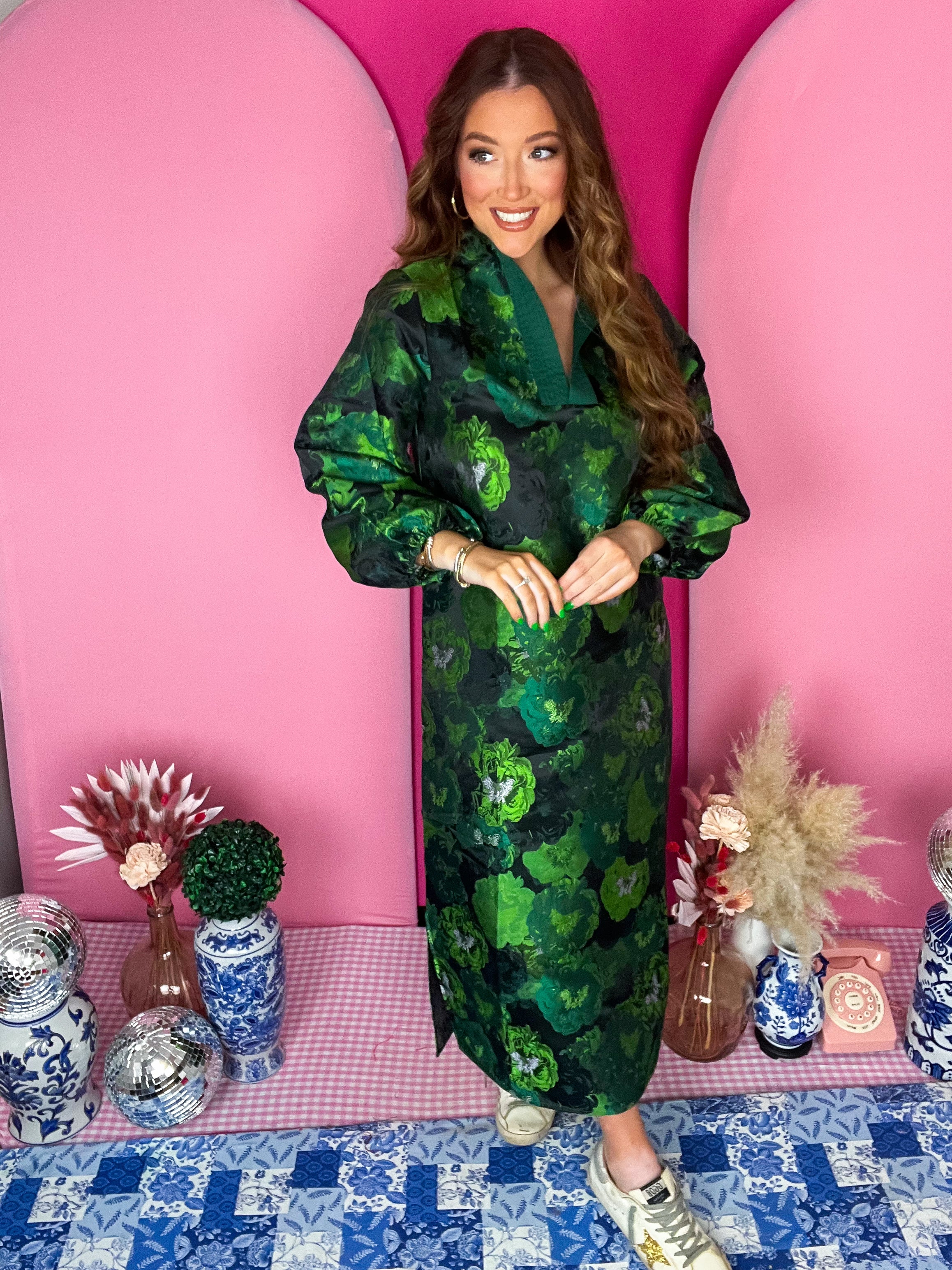 Elizabeth Green Jacquard Dress