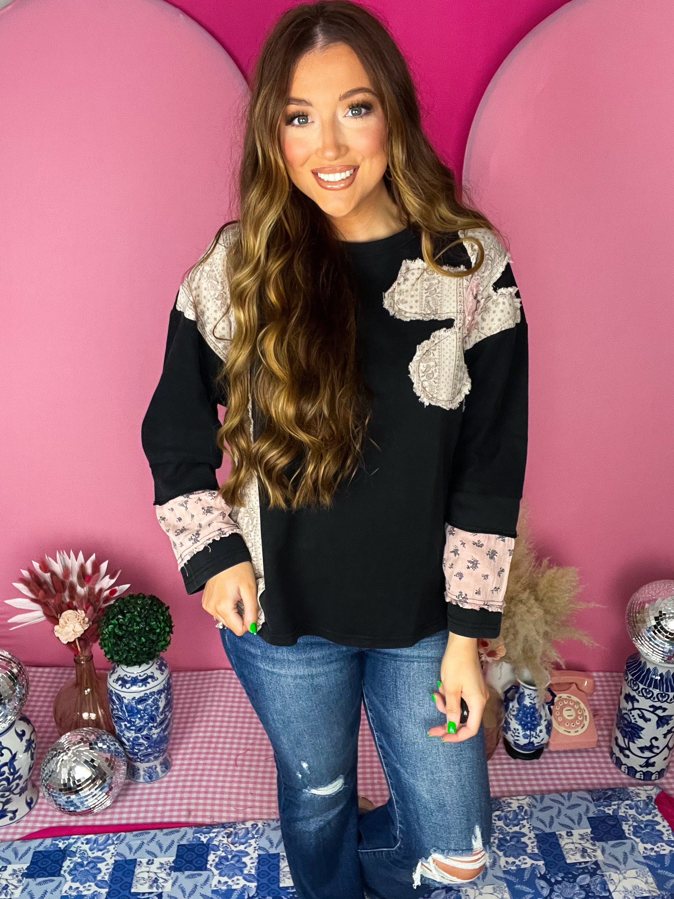 Ash French Terry Patchwork Pullover