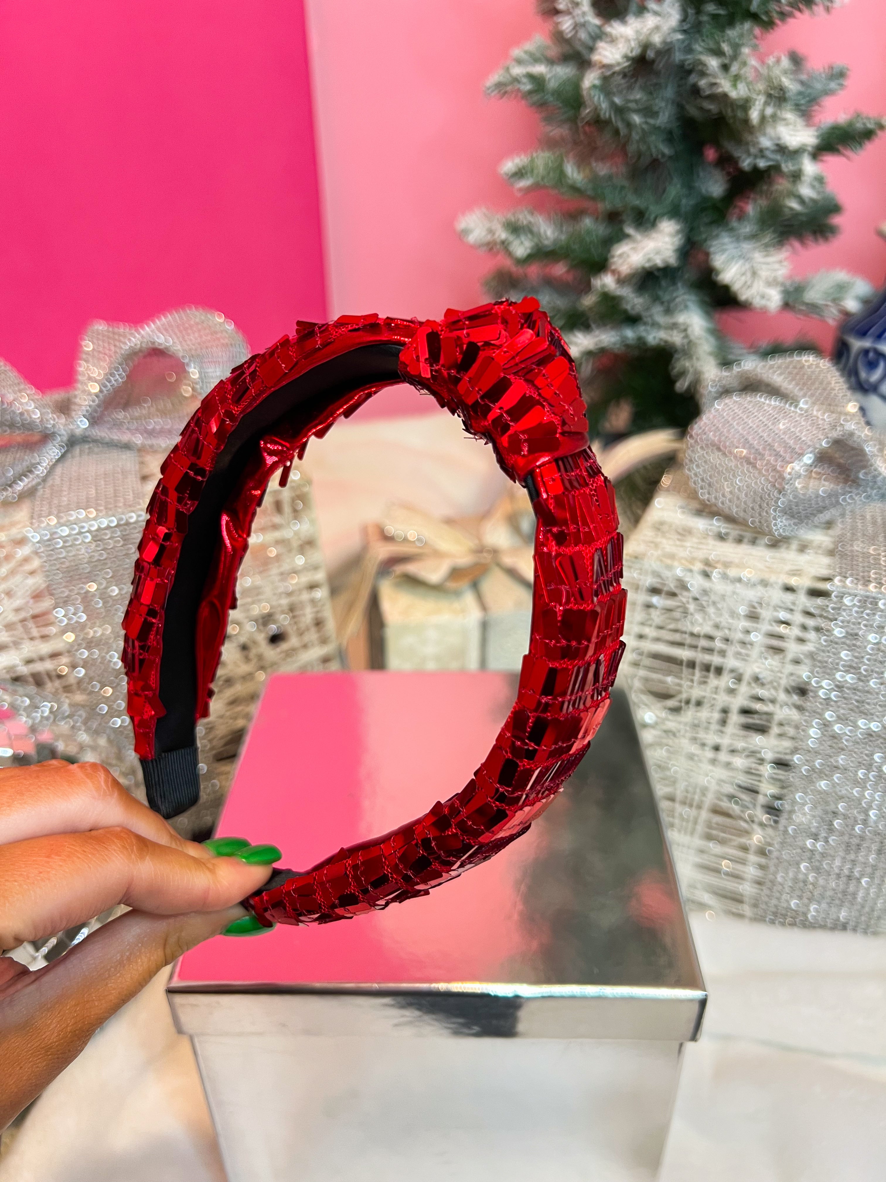 Red Sequin Knot Headband