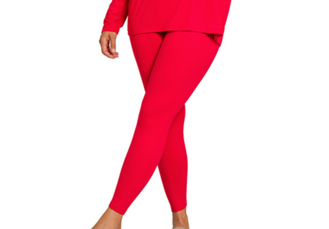 Red Legging Brushed Microfiber Loungewear
