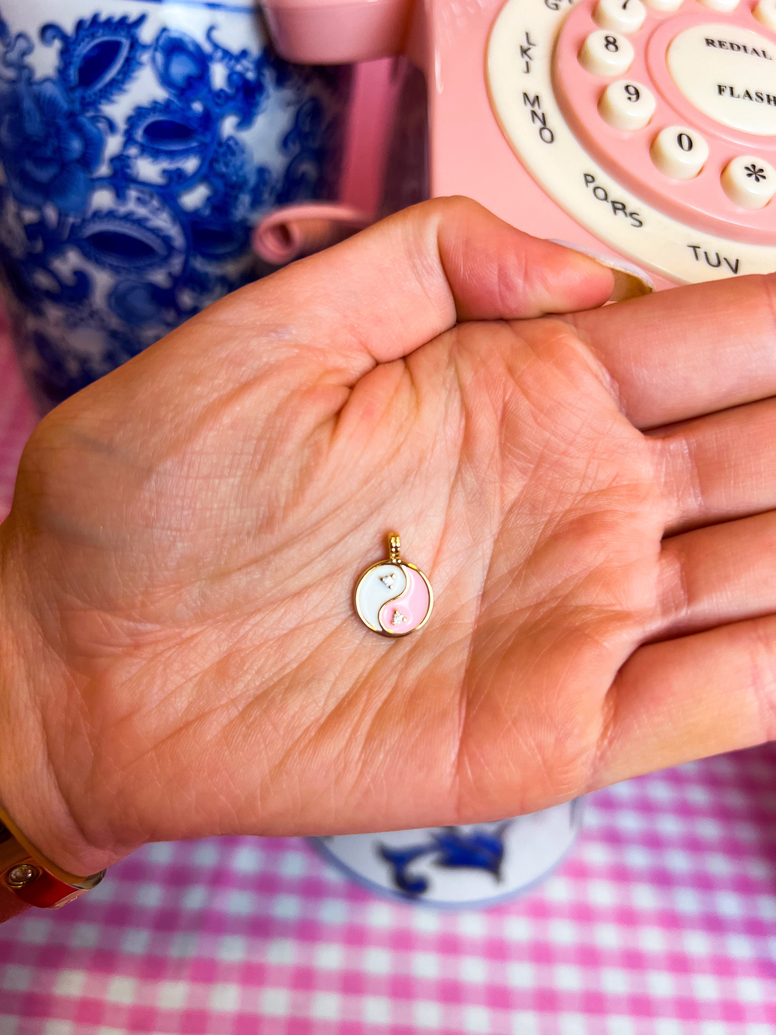 Pink Enamel Ying Yang Charm