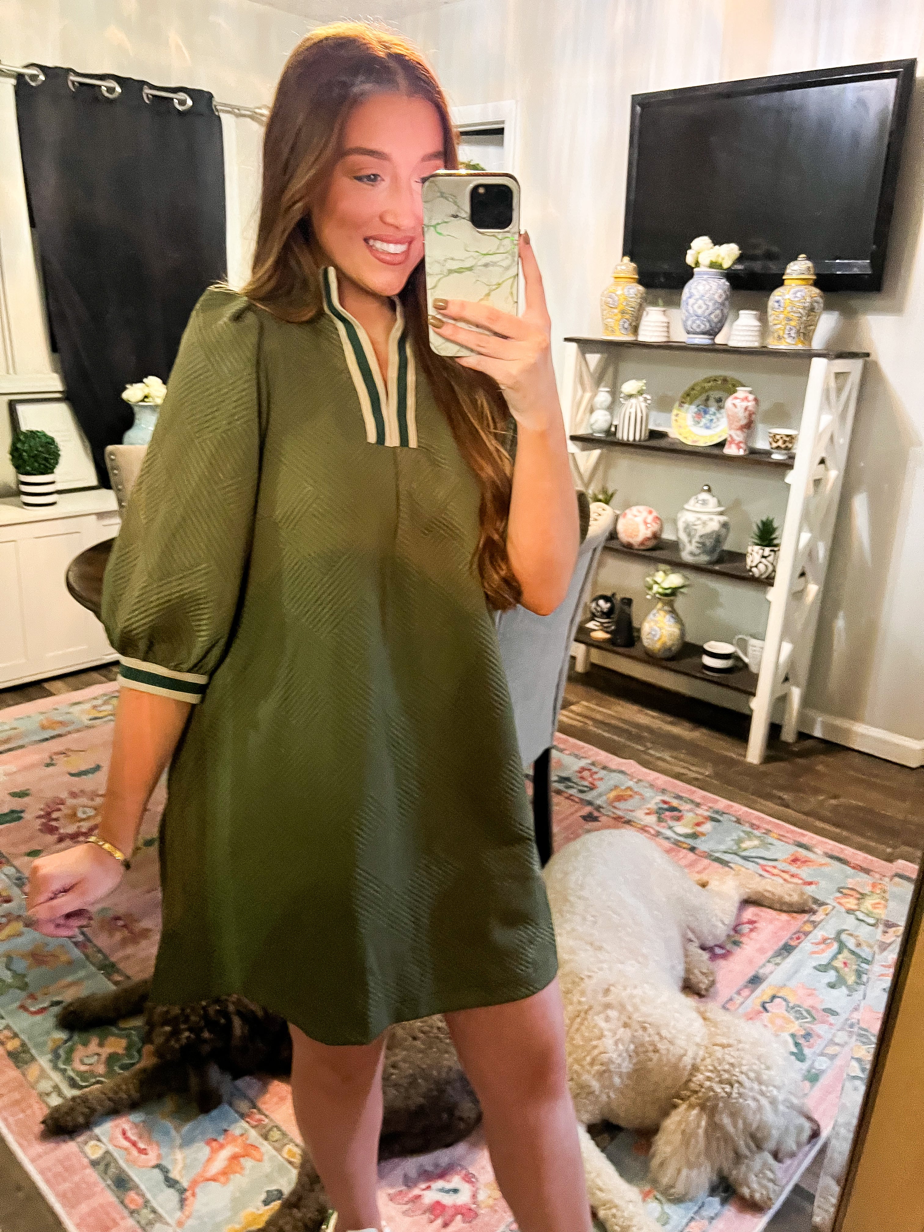 Olive Sporty Jacquard Dress