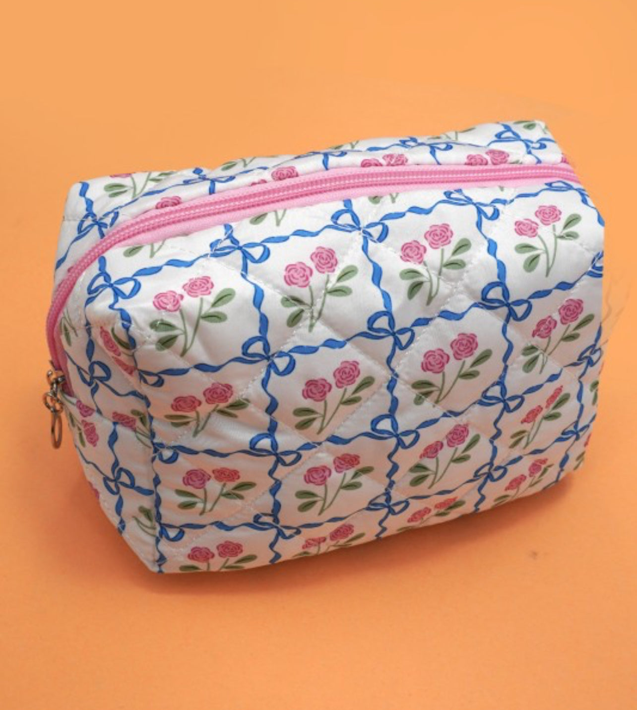 Bow Quilted Makeup Bag