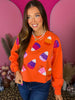 Orange Halloween Candy Corn Sequin Embroidered Pullover