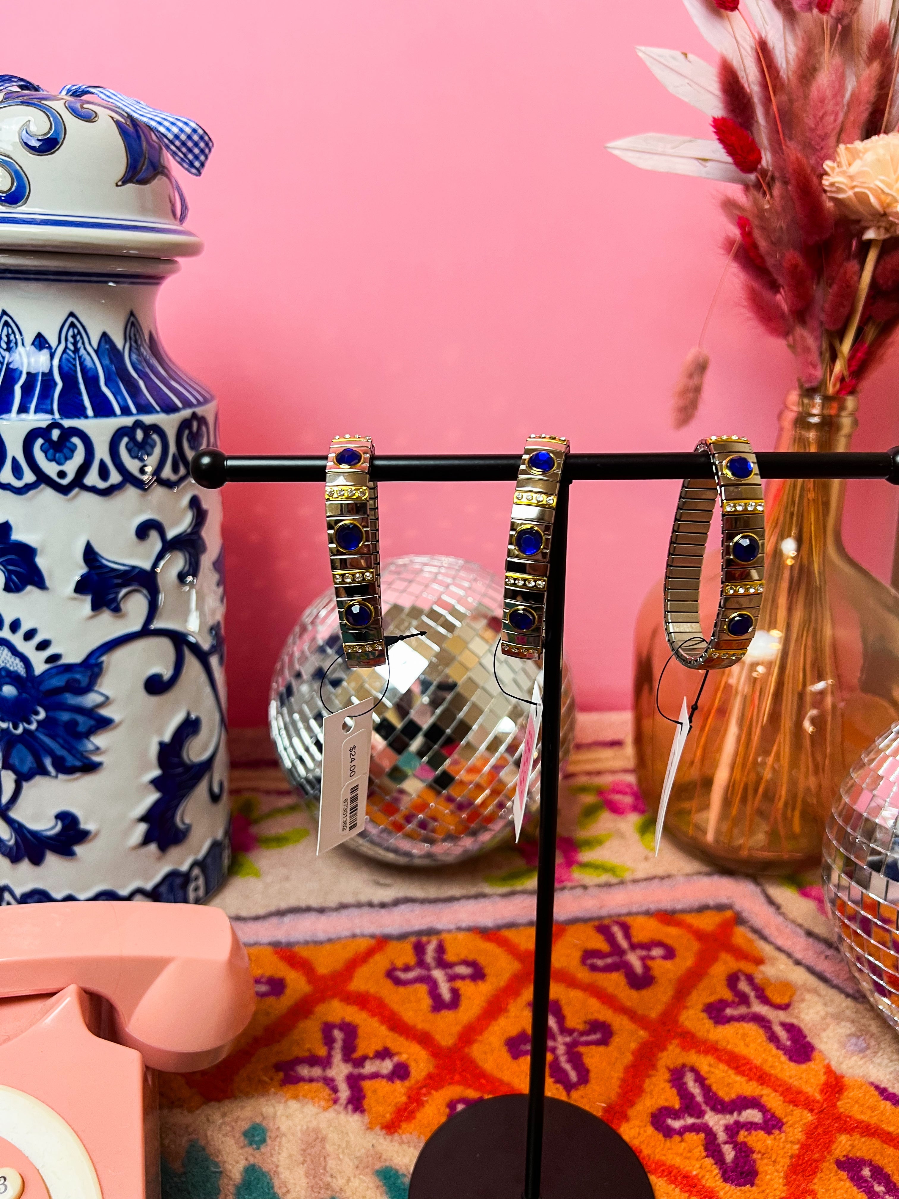 Silver Watch Band Bracelet with Gold + Royal