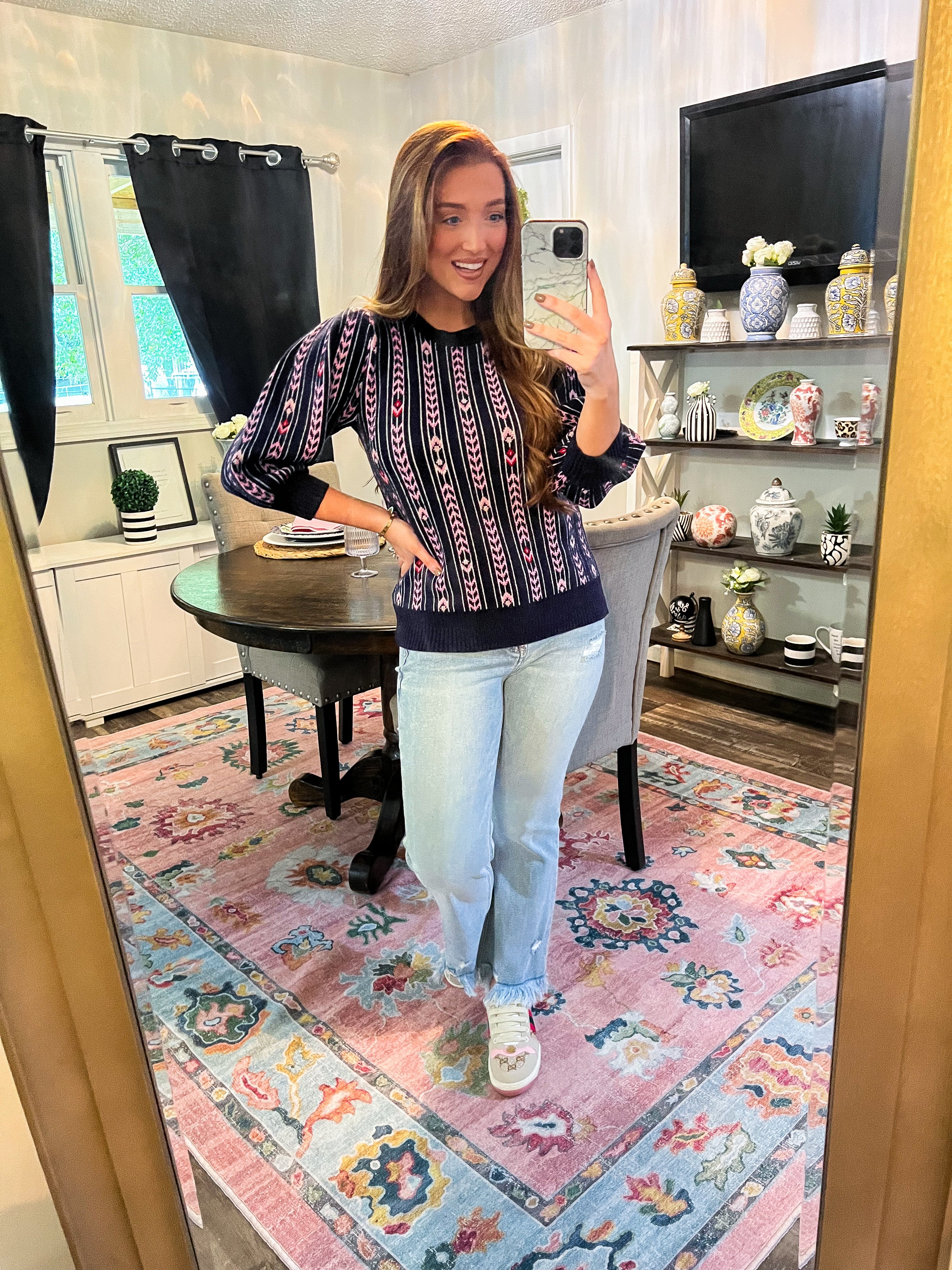 Midnight Floral Jacquard Sweater