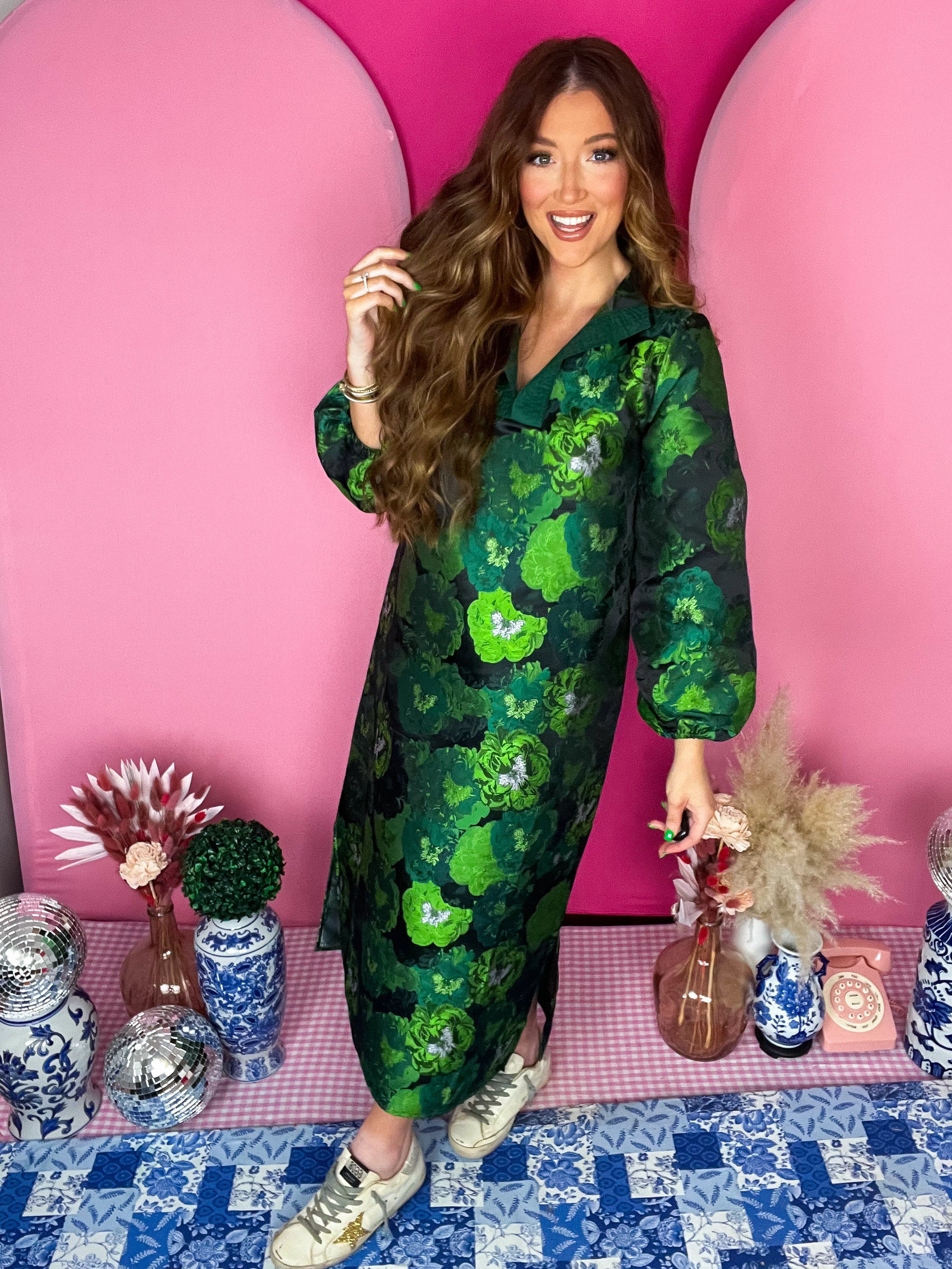 Elizabeth Green Jacquard Dress