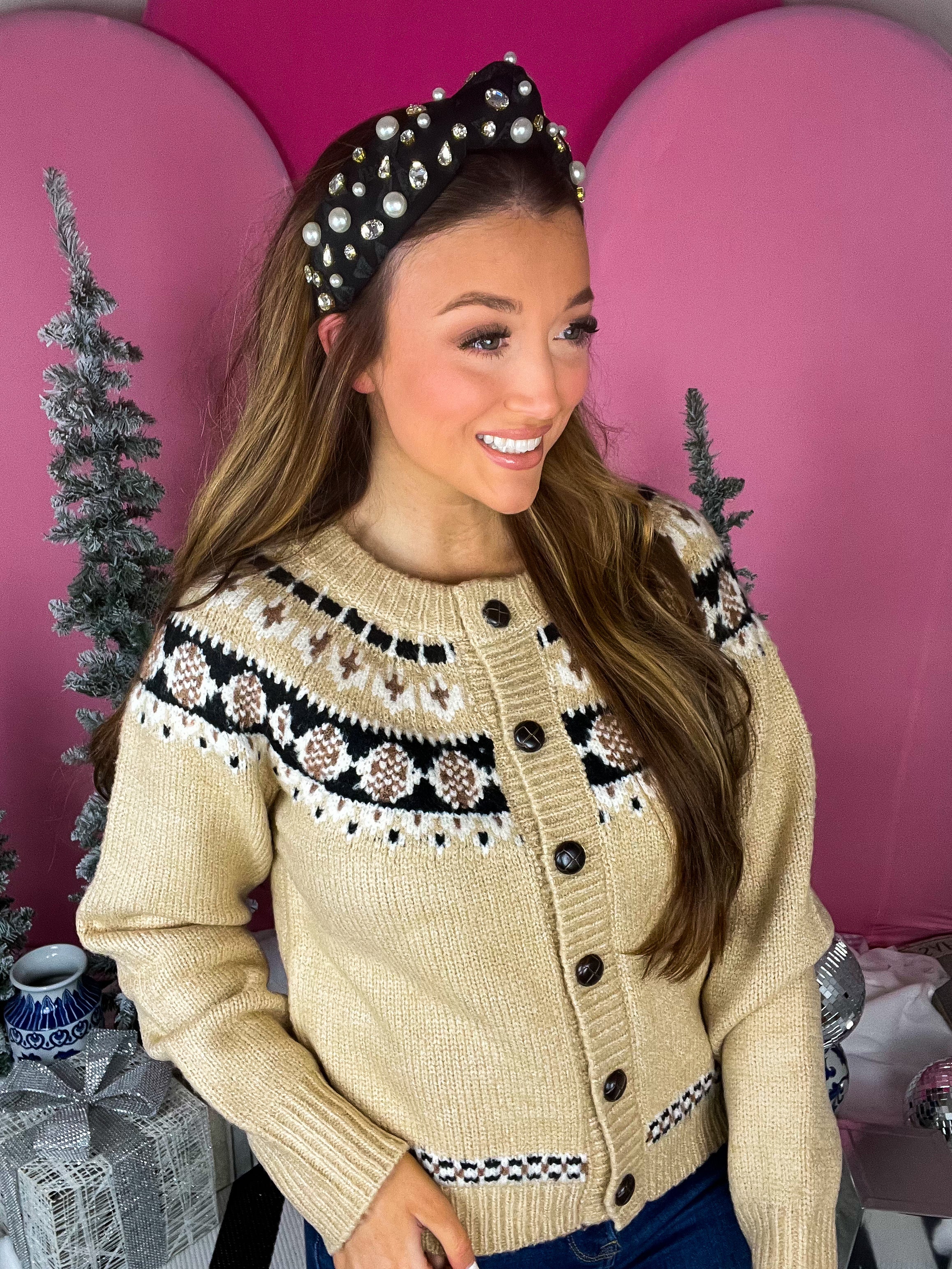 Black Jacquard Holiday Floral Heaband