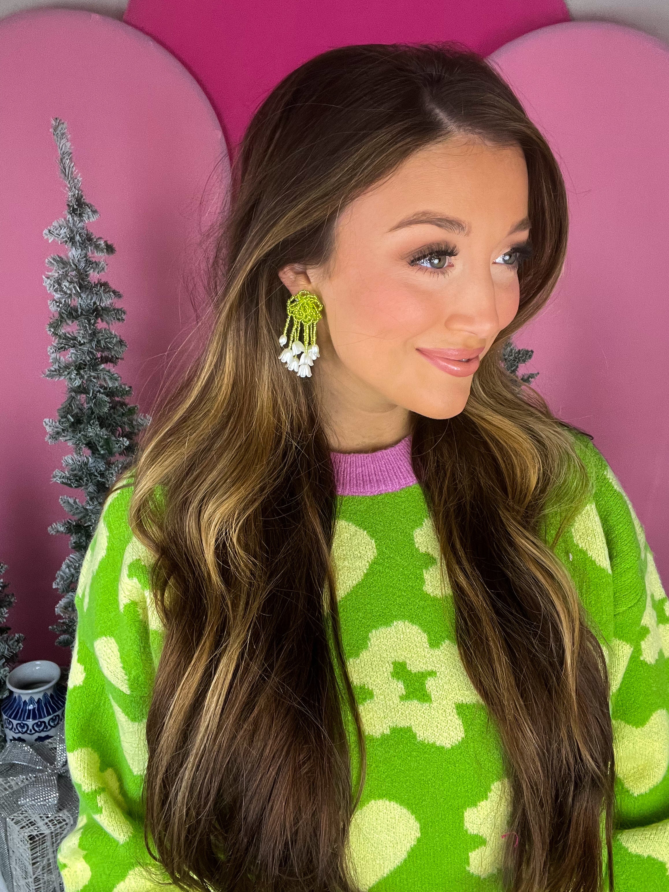 Lime Pearl Tulip Earring