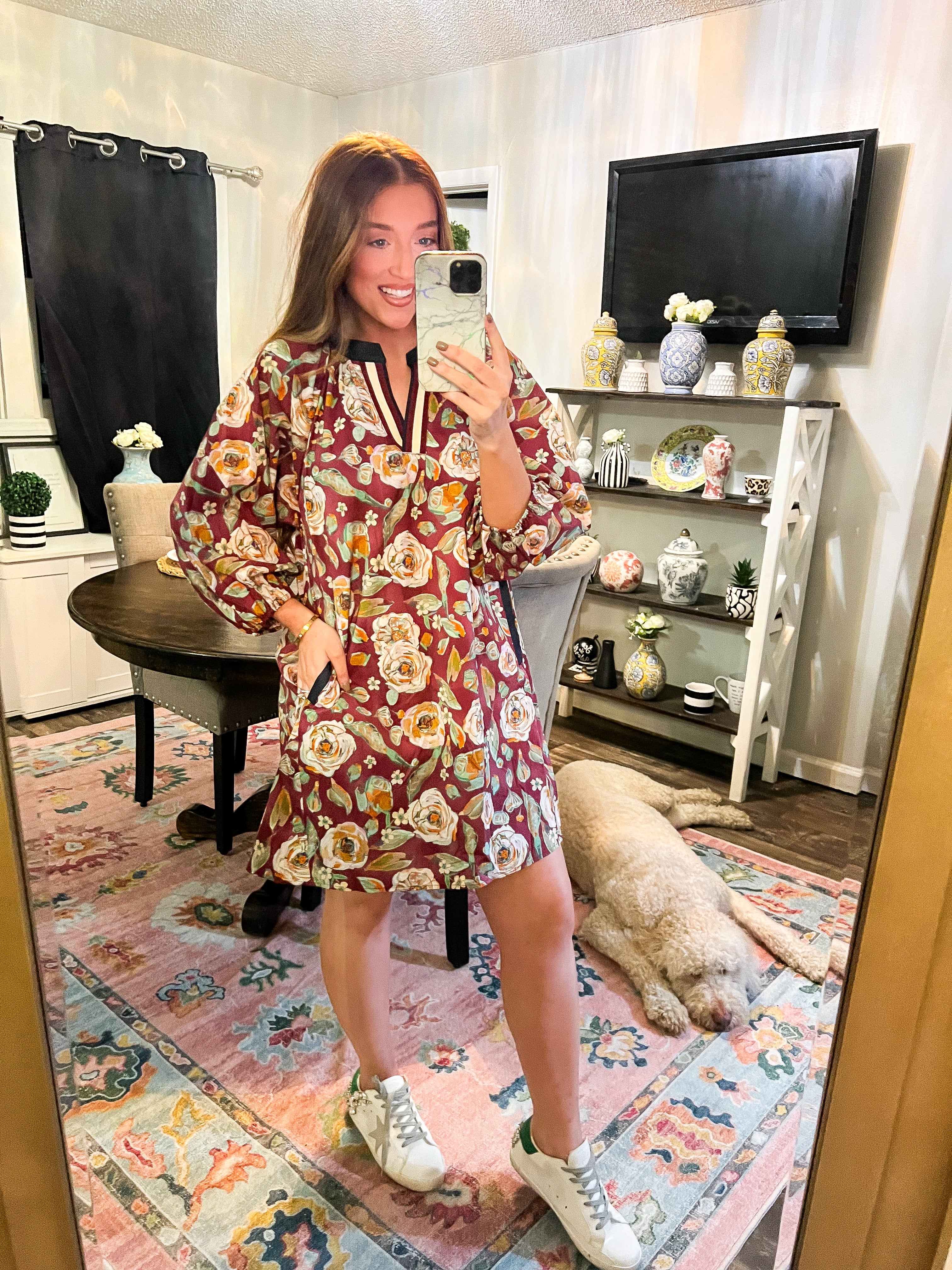 Lauren Burgundy Floral Dress