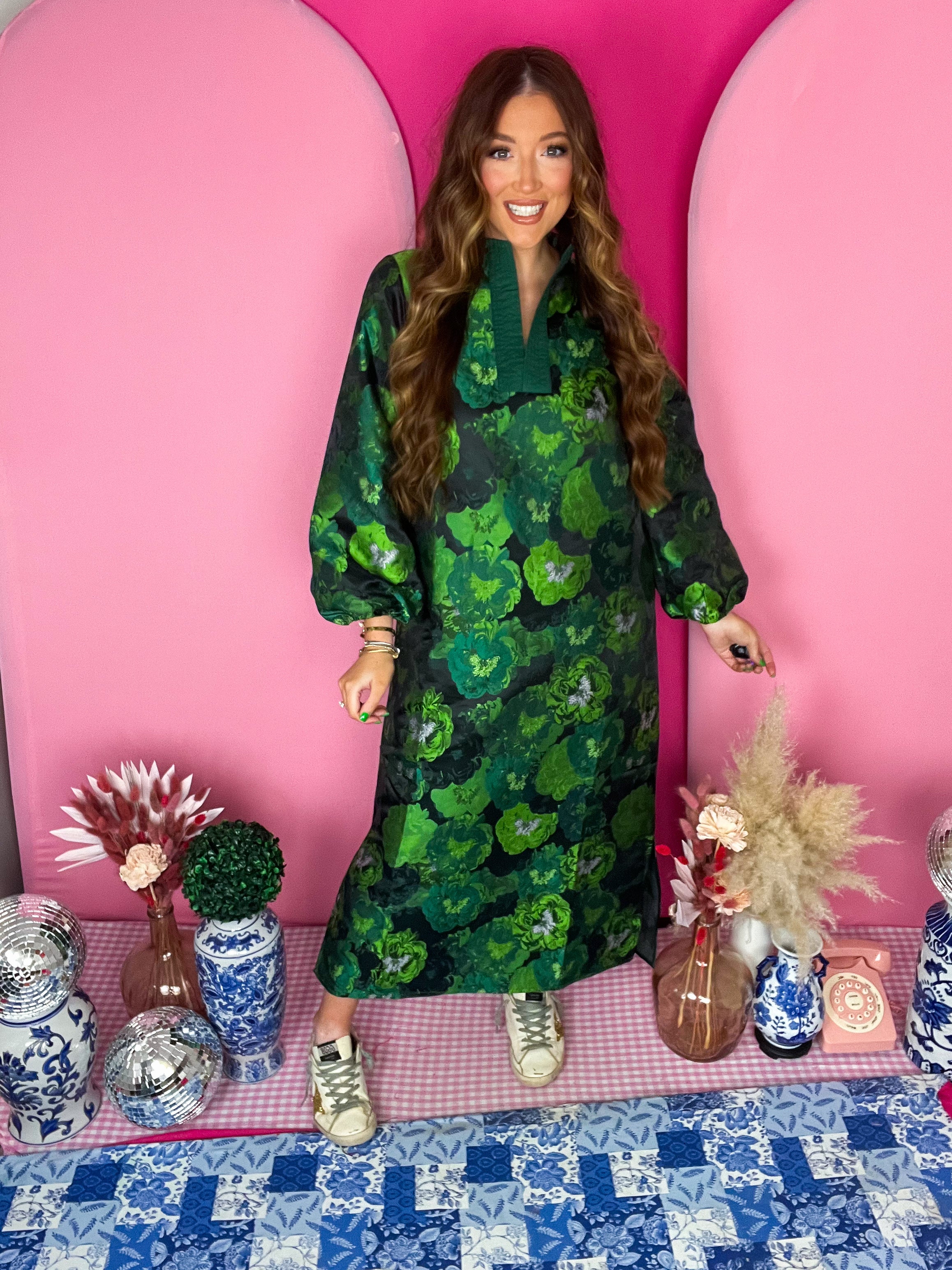 Elizabeth Green Jacquard Dress