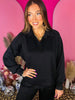 Black Lux Collared Pullover