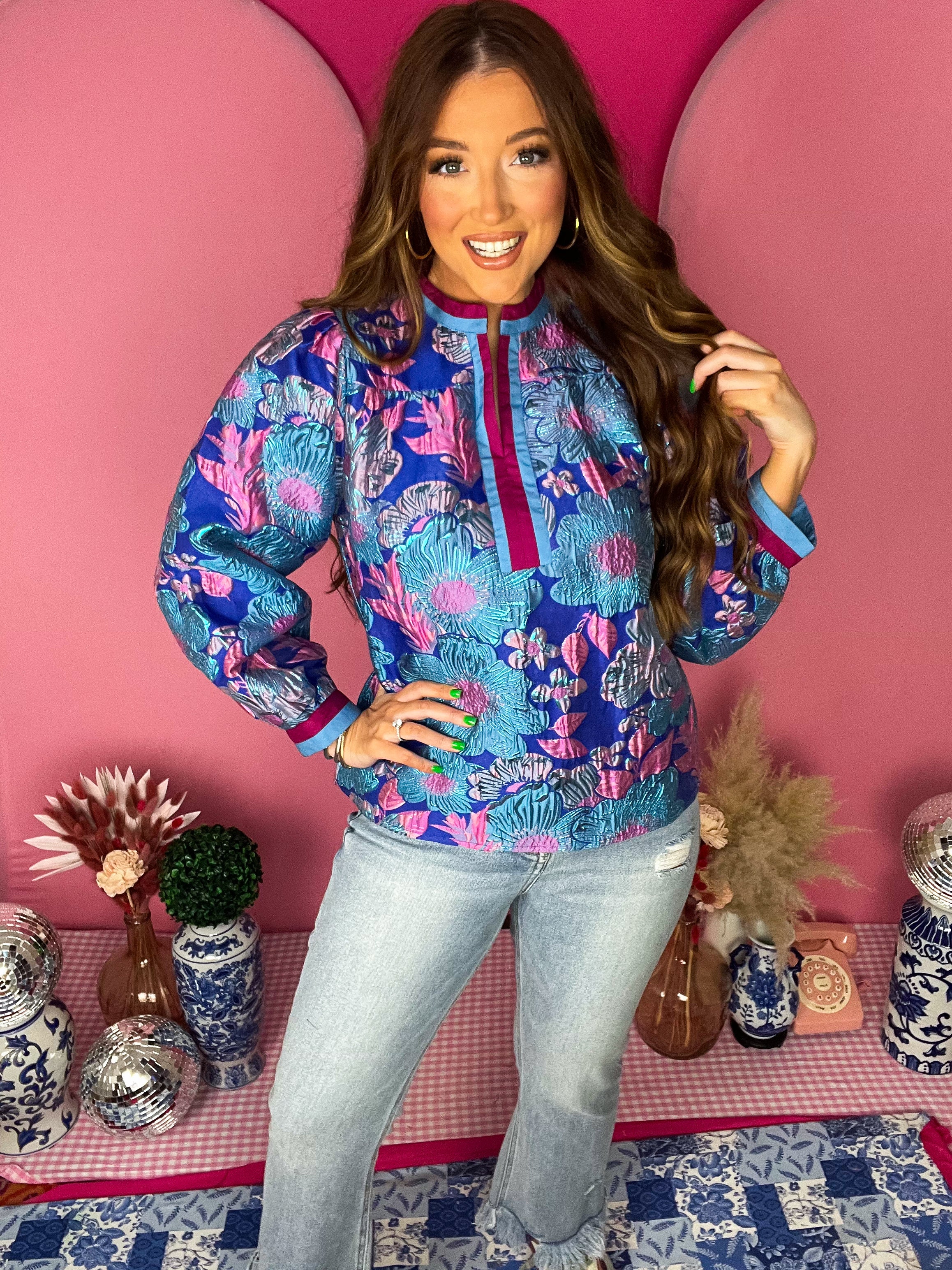 Chole Royal Jacquard Top