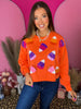 Orange Halloween Candy Corn Sequin Embroidered Pullover