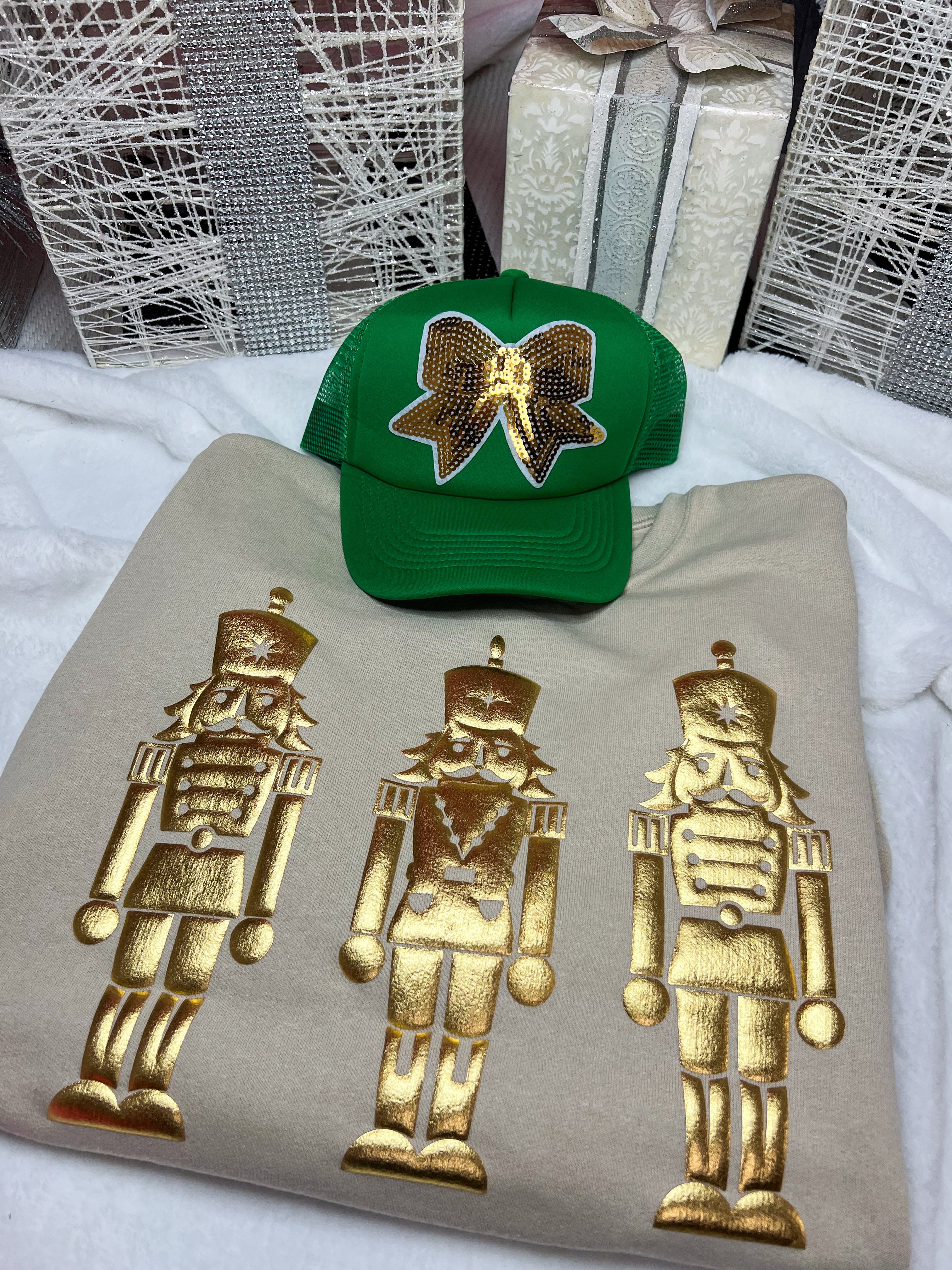 Sandstone Metallic Puff Nutcracker Sweatshirt