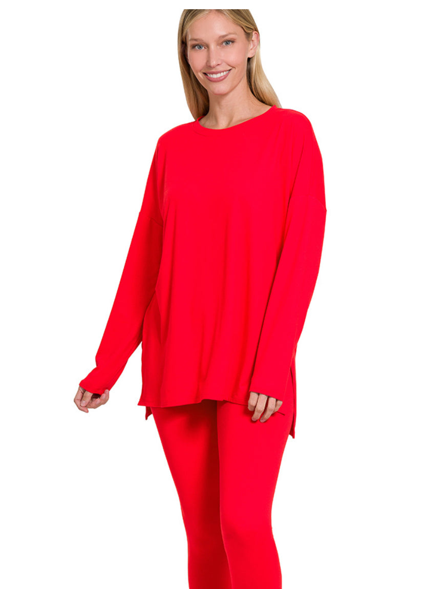 Red Legging Brushed Microfiber Loungewear