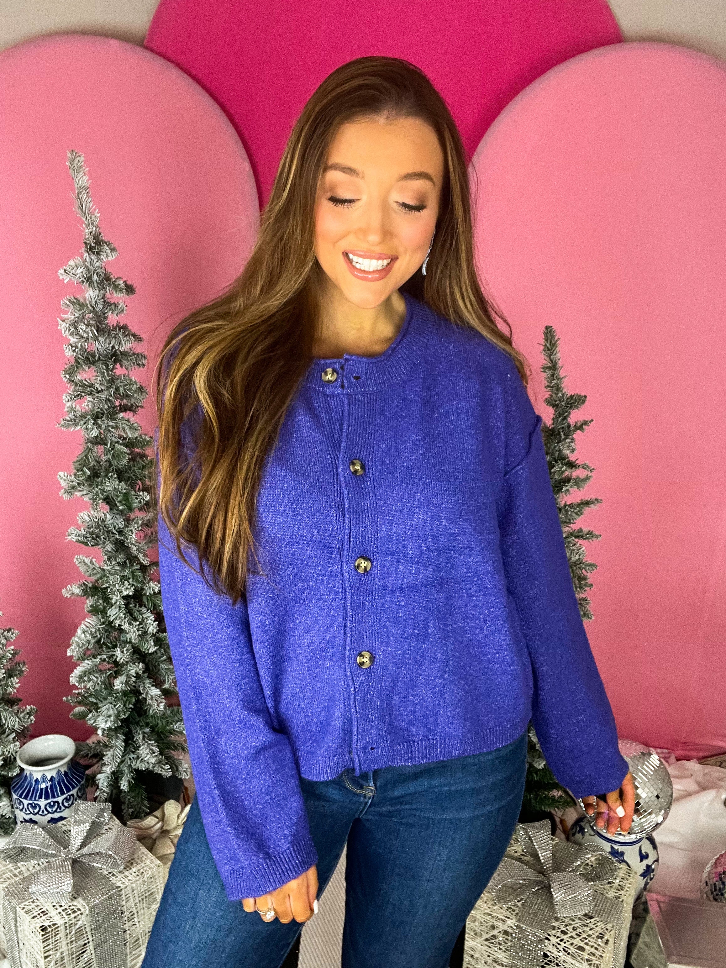 Iris Purple Relaxed Cardigan Sweater