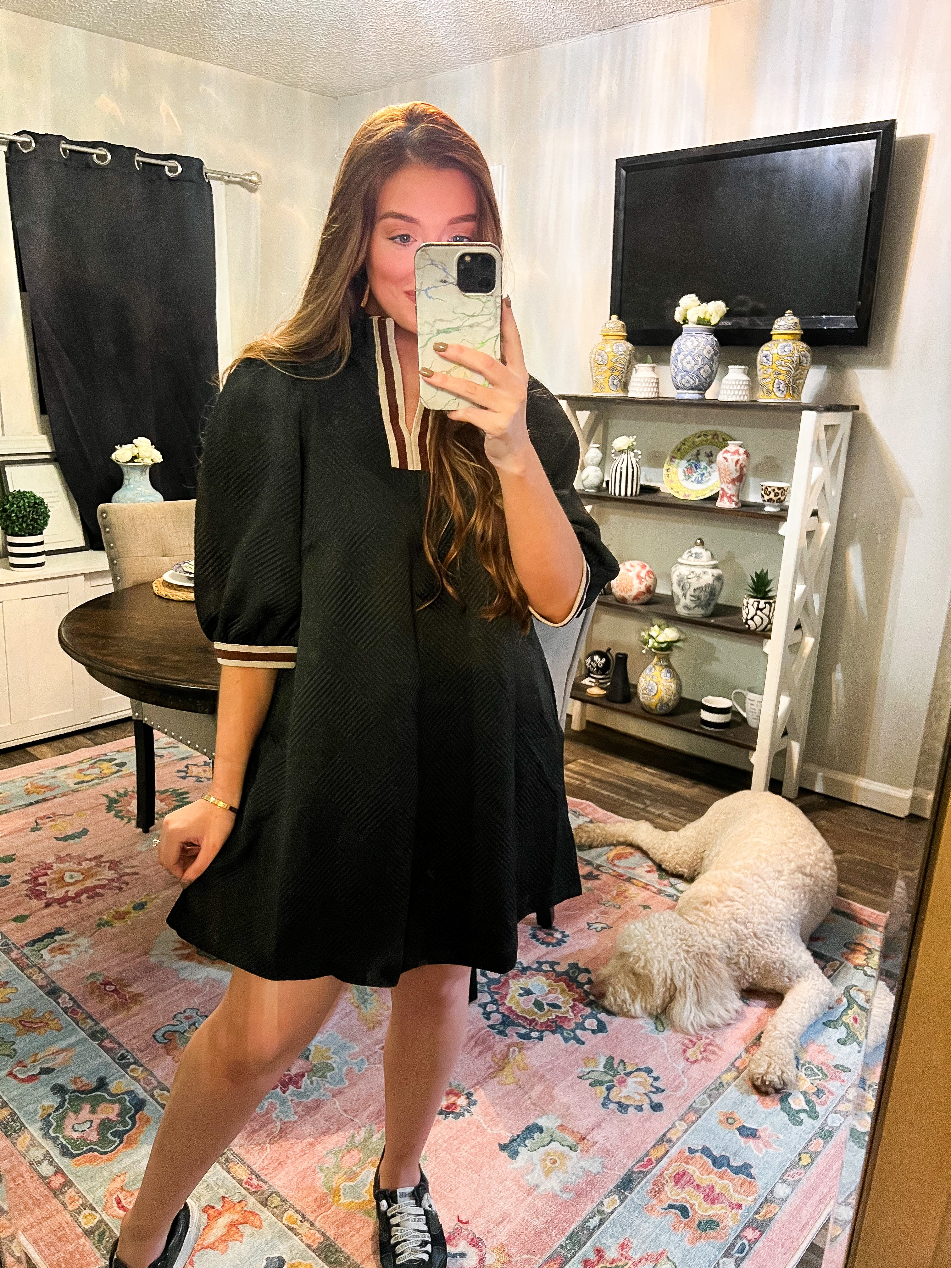 Black Sporty Jacquard Dress