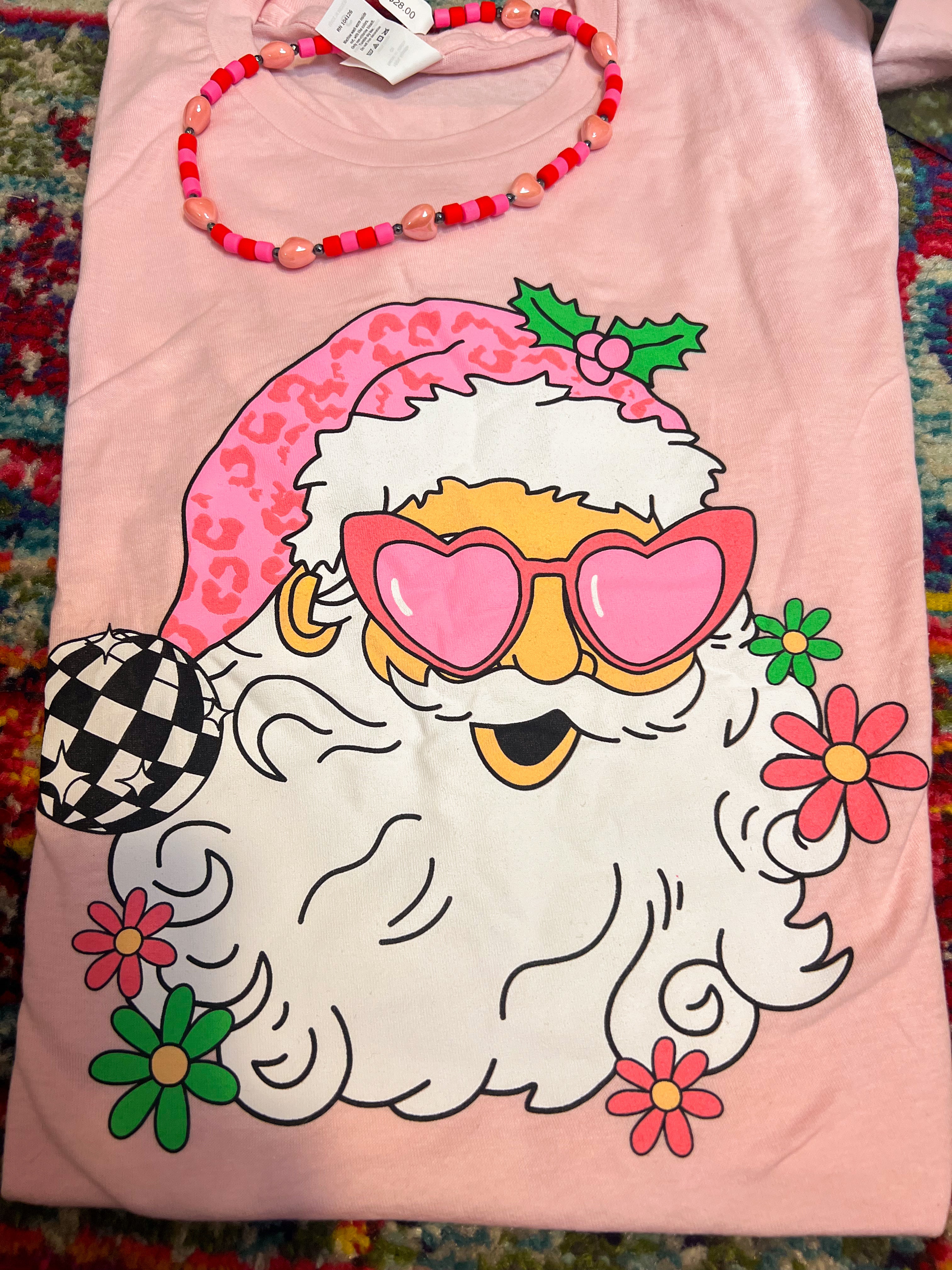 Blush Disco Pink Santa Graphic Tee