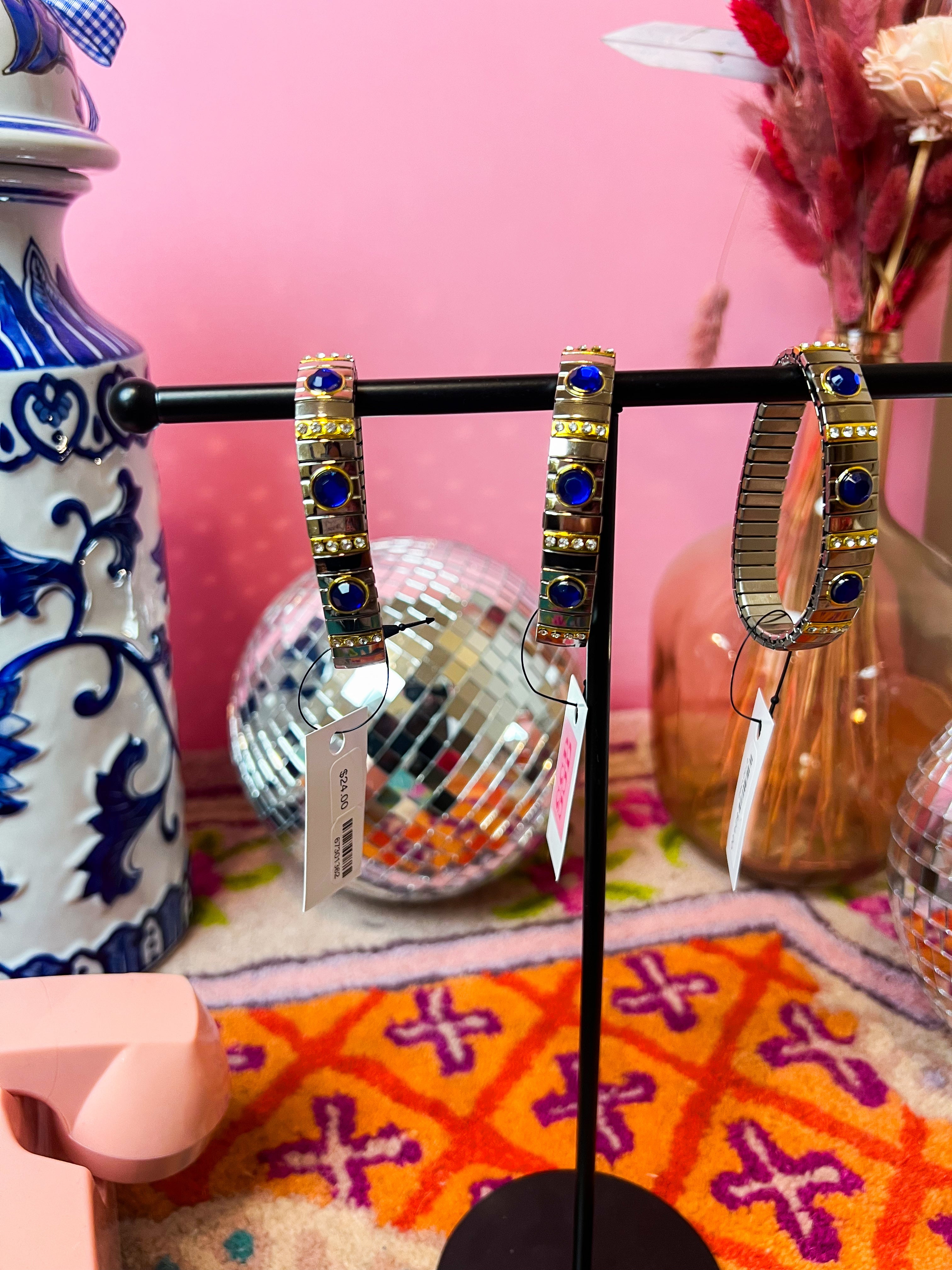 Silver Watch Band Bracelet with Gold + Royal