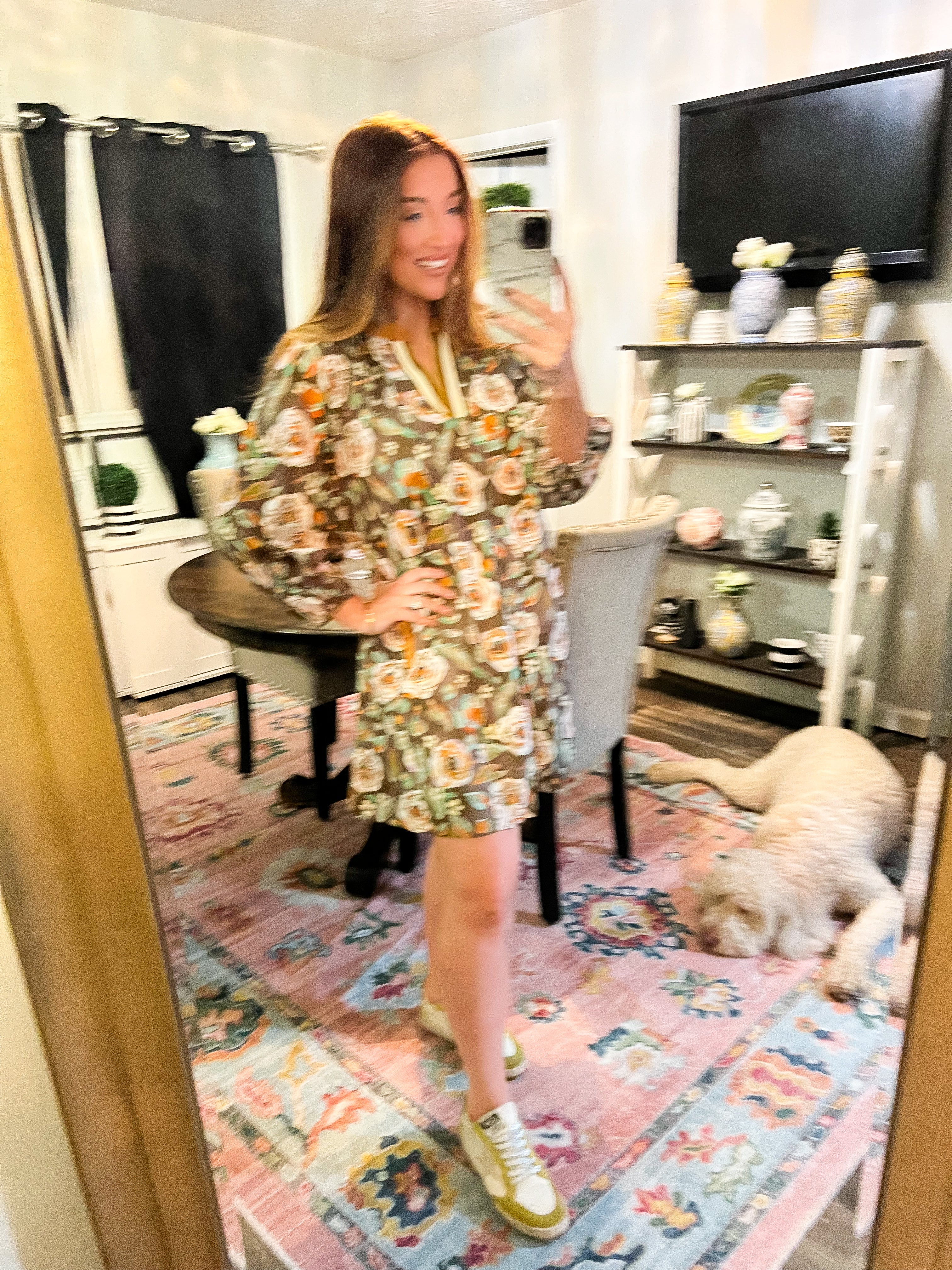 Lauren Olive Floral Dress