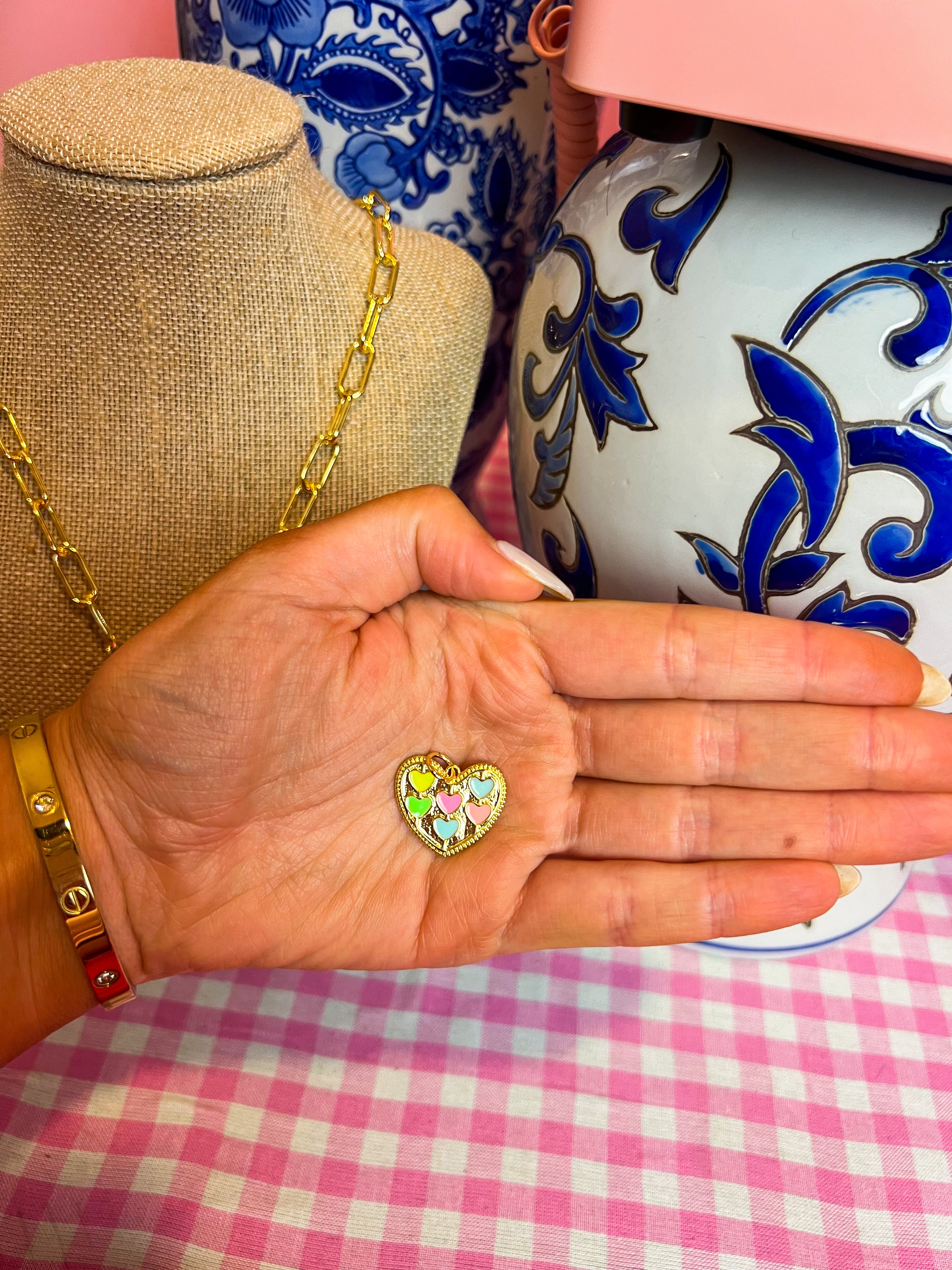 Pastel Enamel Heart Mini Charm