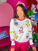 White Candy Cane Embellished Sweater