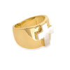 Pearl Cross 18K Gold Plated Ring